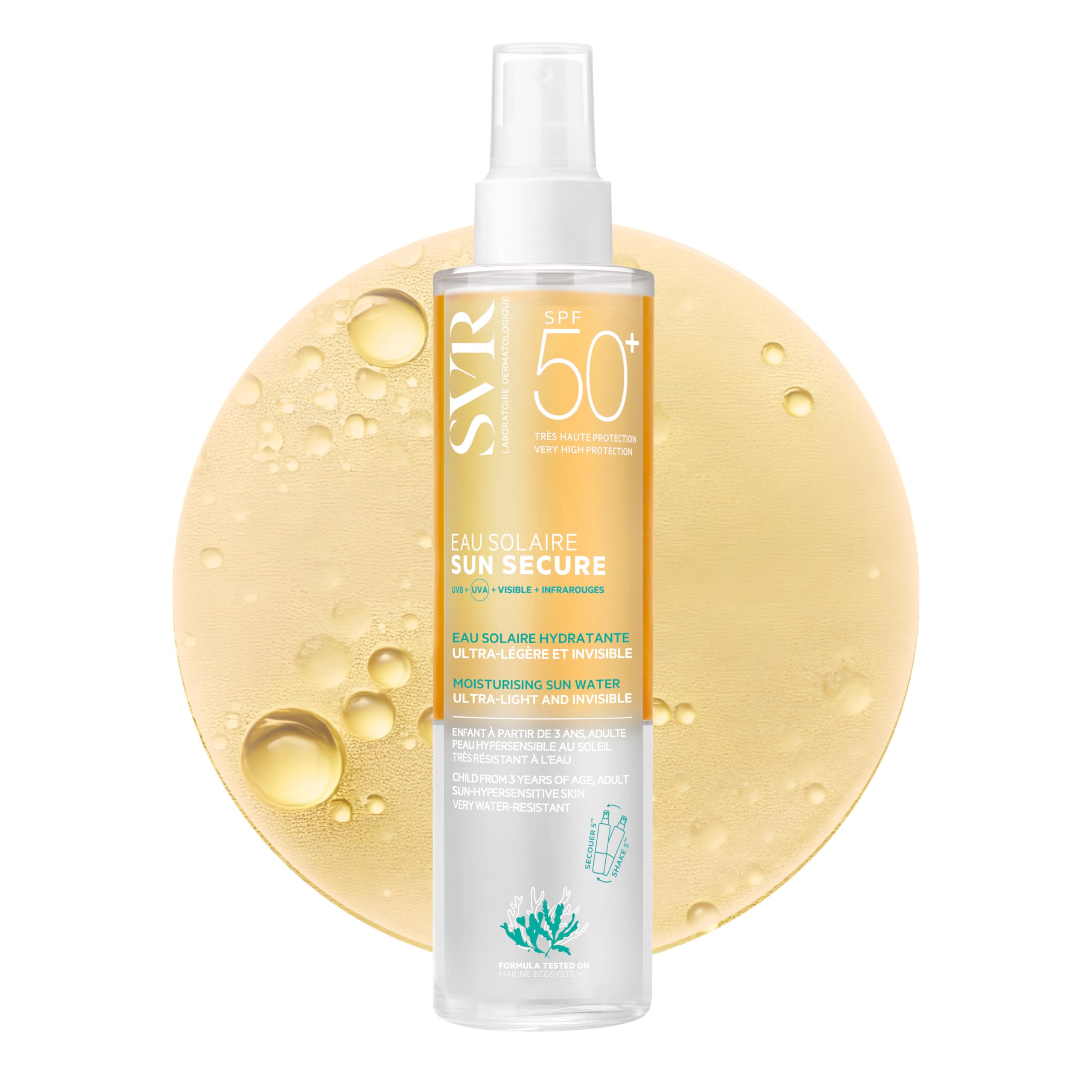 SVR SUN SECURE Sun Water SPF30 Invisible Sunscreen Spray, Face & Body 200ml