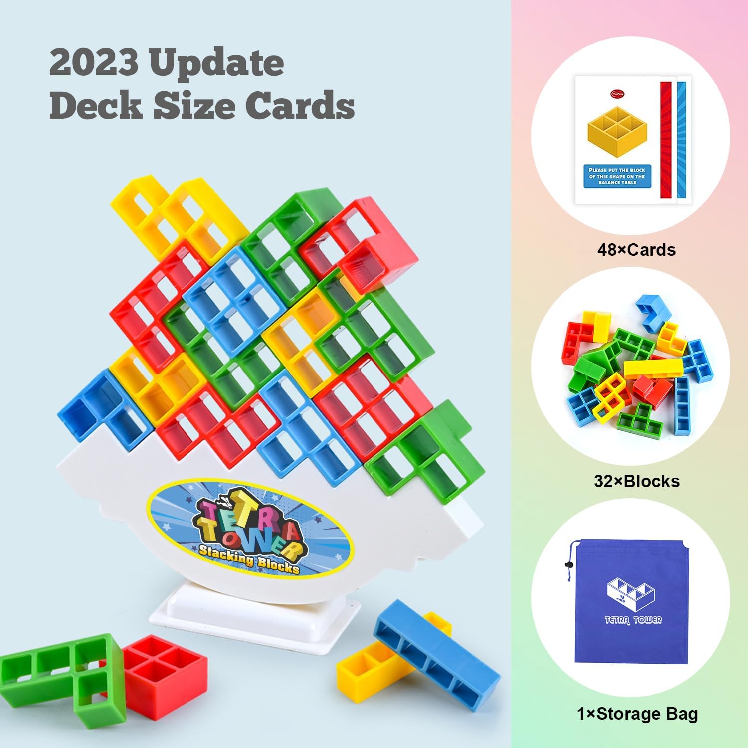 Juego De Torre De Madera Con 54 Bloques - Diversión Para Niños Y Adultos, Habilidad Y Concentración