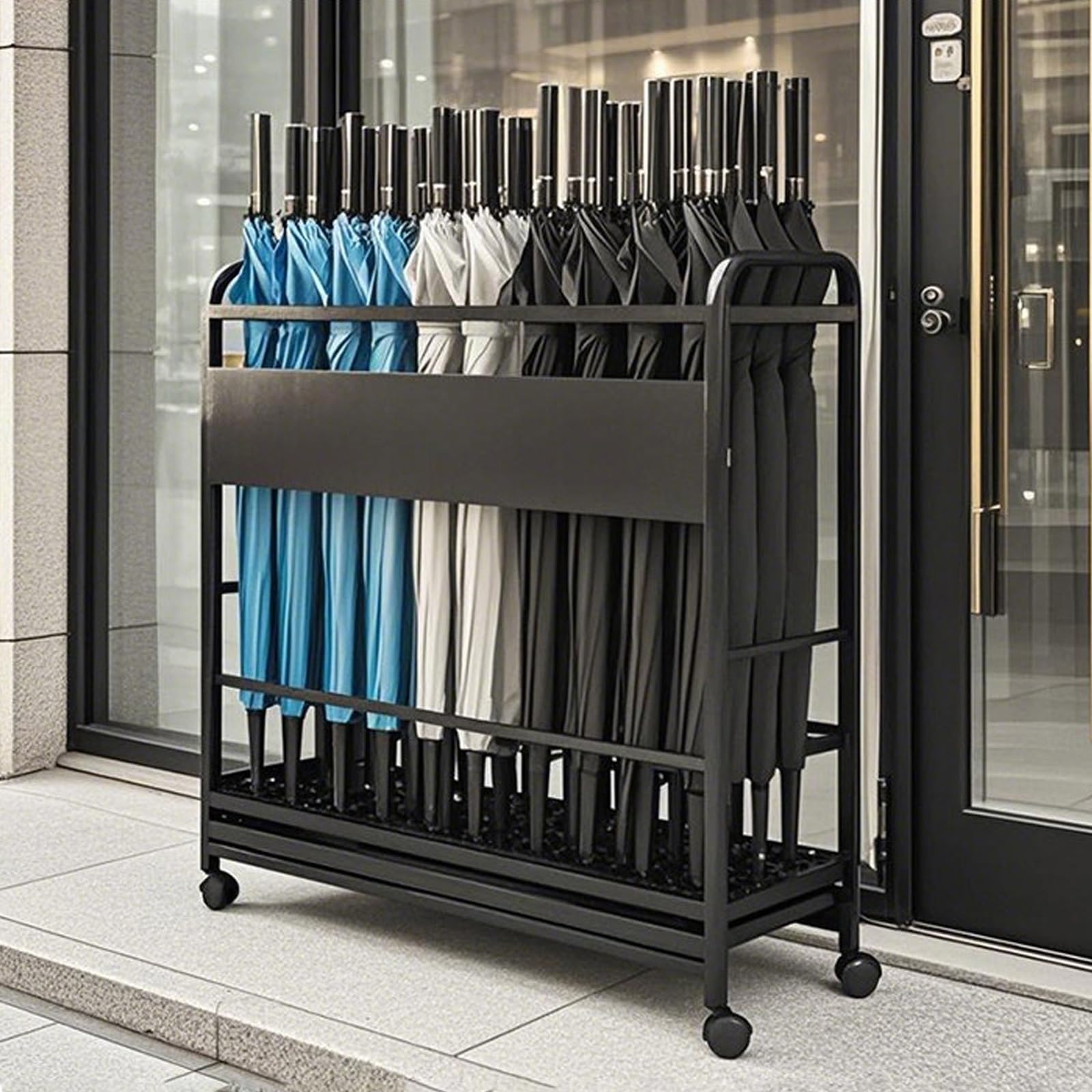 Porte-parapluie avec bac d'égouttage pour stopper les flaques d'eau au bureau
