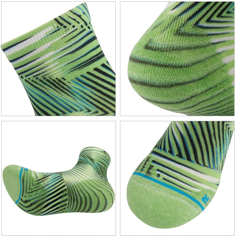 HUSO Mens Womens Quick Dry Striped Print Running Hiking Athletic Quarter Ankle Socks 3, 4, 6 Pairs