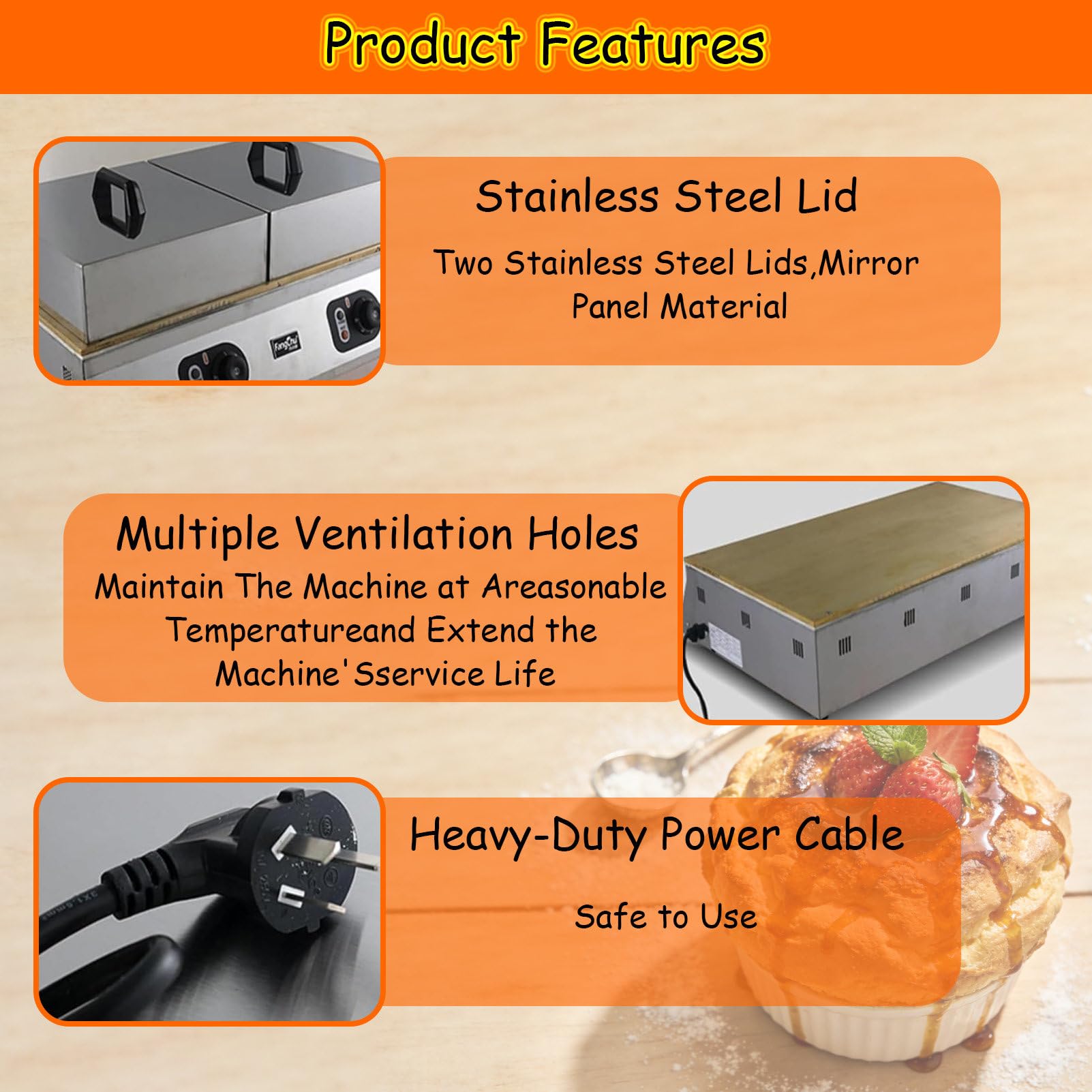 MáQuina Japonesa para Tortitas Soufflé, MáQuina para Dorayaki con Recipiente De Cobre, Plancha EléCtrica Profesional, MáQuina para Tortitas Y Soufflé Double-Ended