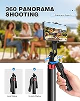 Vista 6 de Trípode de teléfono de 71 pulgadas para iPhone/Android/cámara, trípode para teléfono celular con control remoto inalámbrico, soporte extensible