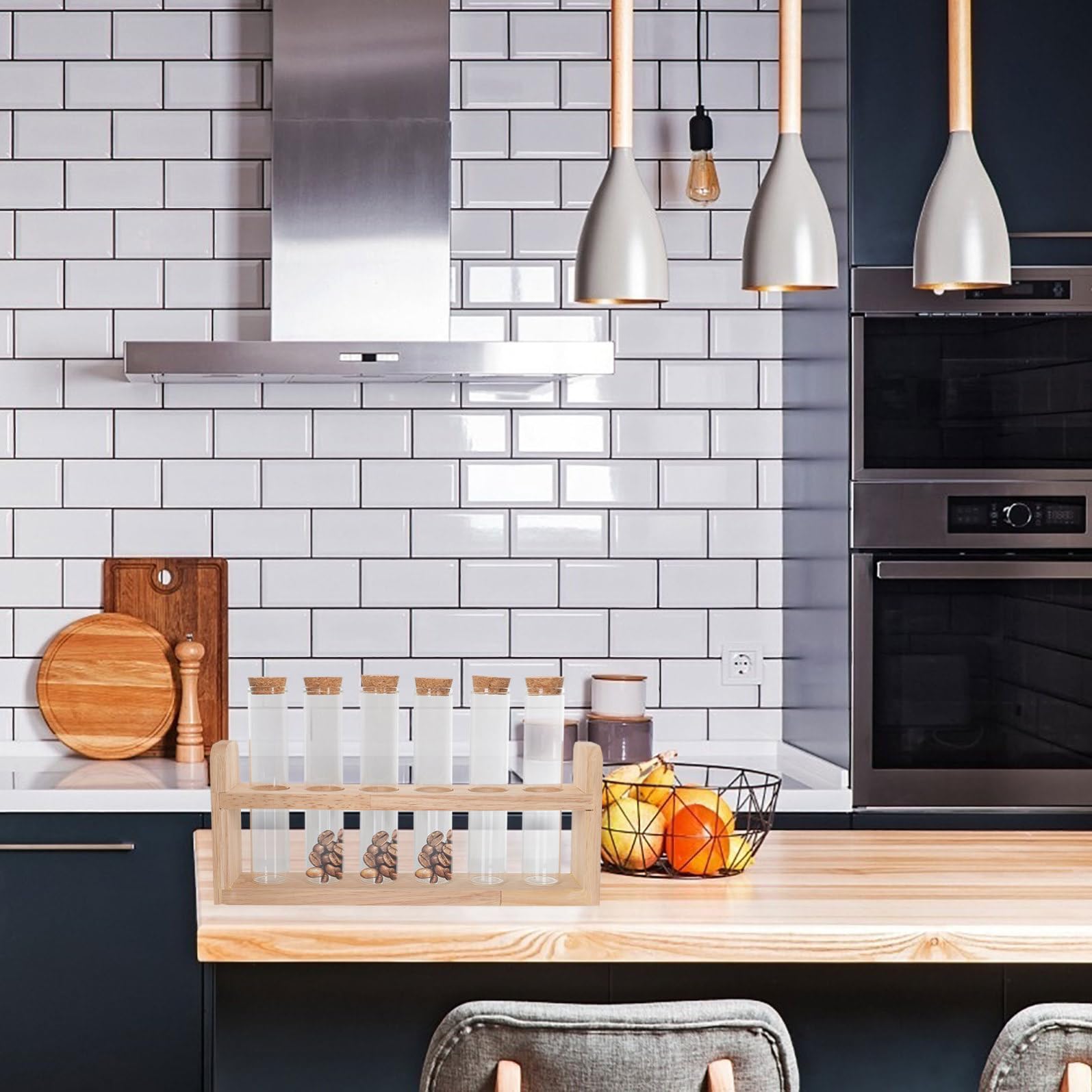 DOITOOL Espositore Provette Porta per Caffè in Chic Vetro di Chicchi Legno e Multifunzionale , Design Semplice Facile da Trasportare Ristoranti e Bar