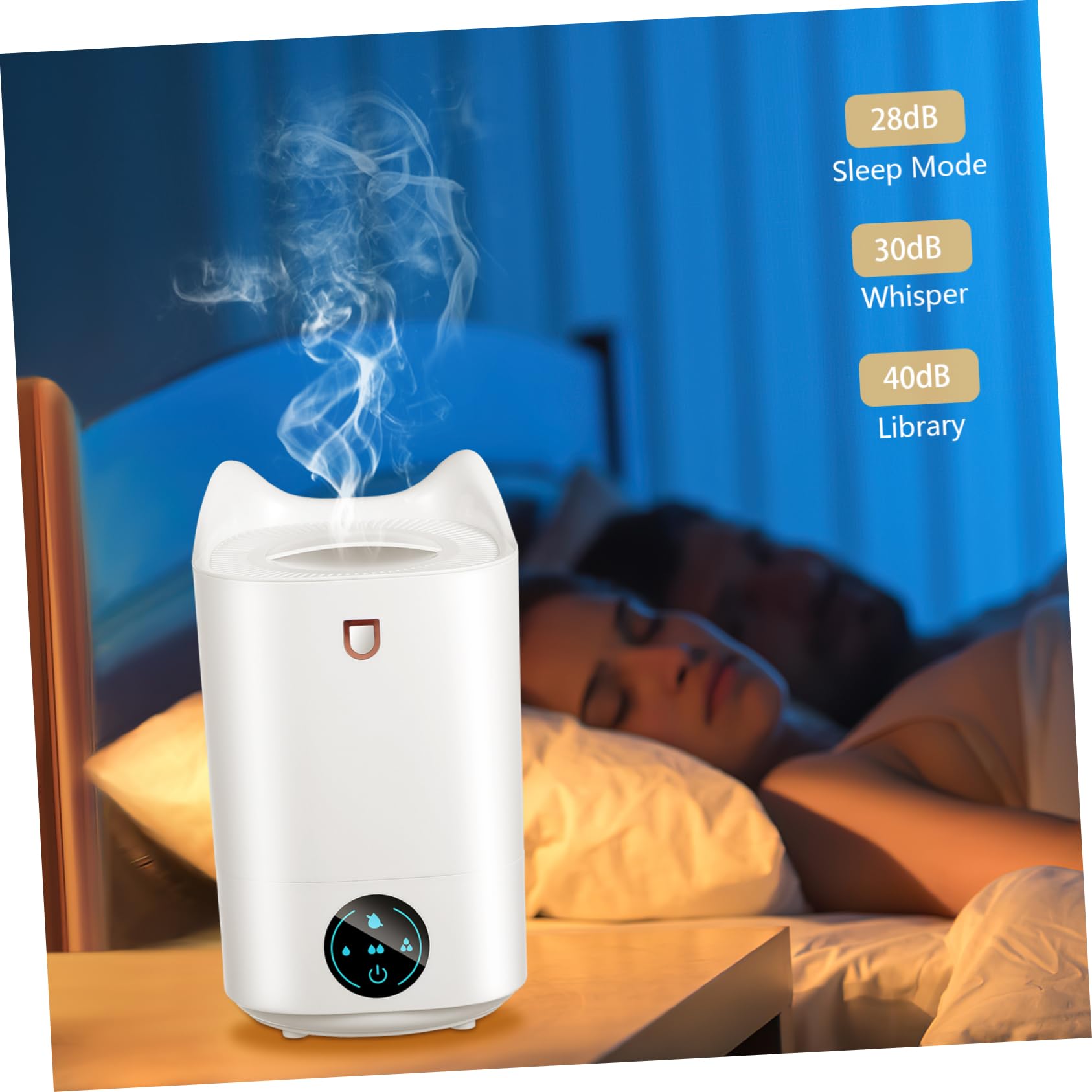 Umidificatore 3.1l Bianco in Plastica per Uso Silenzioso | Camera e Scrivania, Design Minimalista e Pulito, Capacità 3.1l per Impiego Prolungato