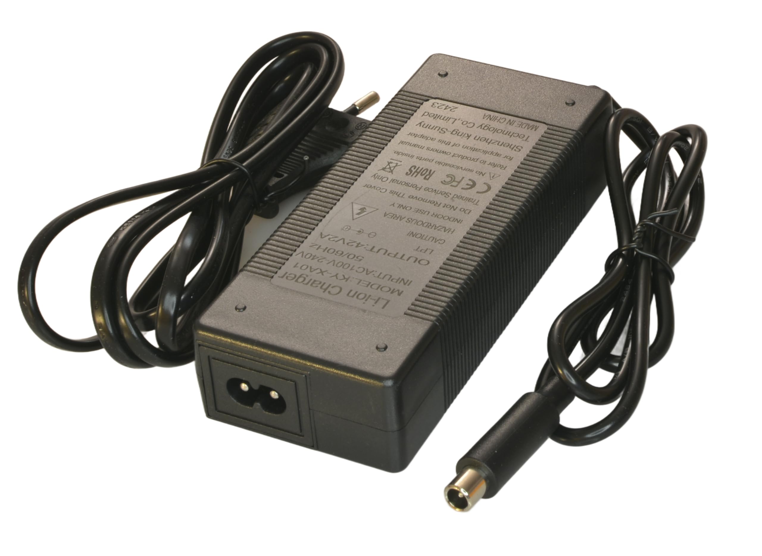Cargador Patinete Electrico para Xiaomi M365, Essential, 1S, Pro/2, Ninebot ES1, ES2, Salida: 42V 2A, para Bateria 36V, Punta: 8mm, con LED de Advertencia: Rojo & Verde