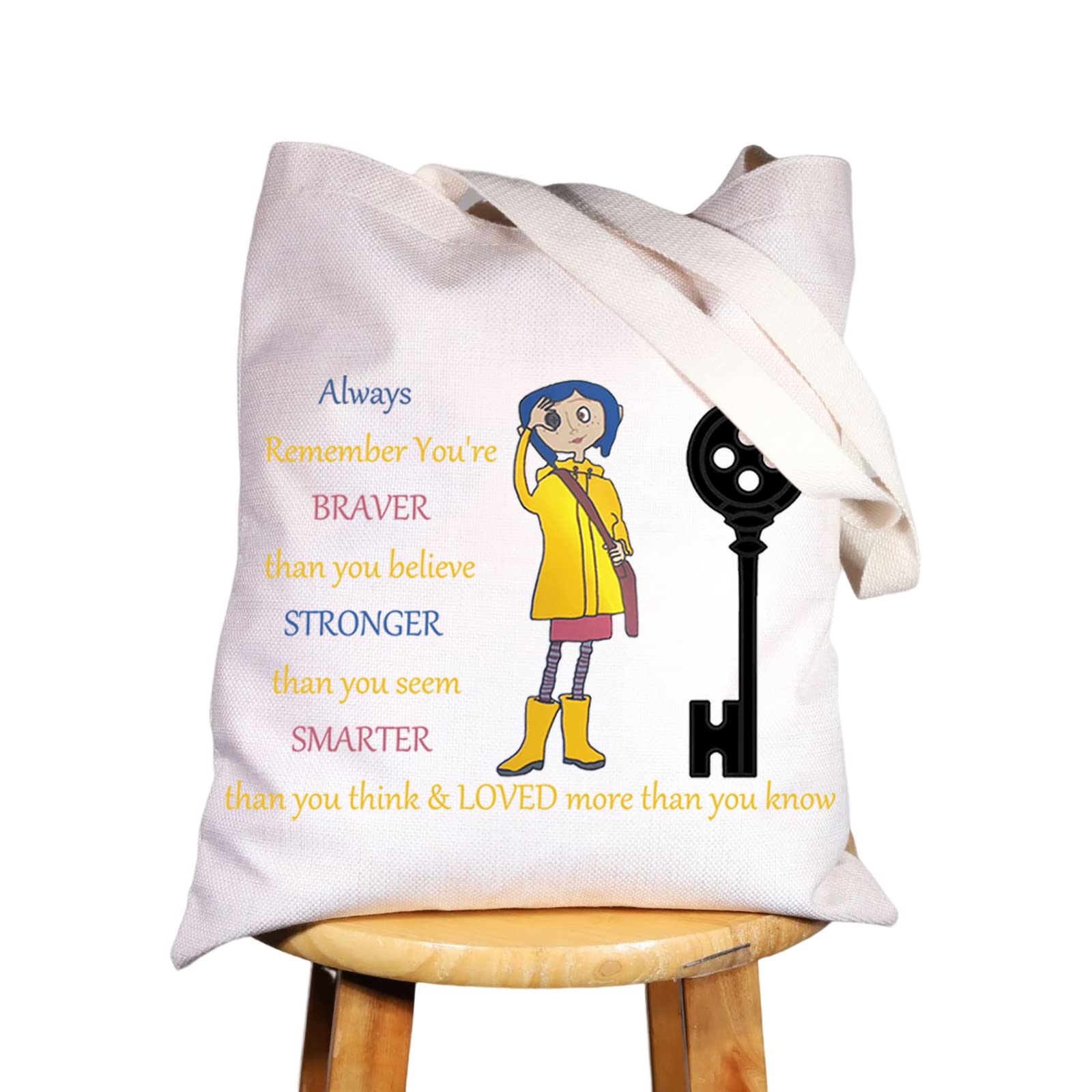 WZMPA Cartoon Movie Cosmetic Bag Movie Fans Gift You Are Braver Stronger Smarter Than You Think Cartoons Makeup Zipper Pouch Bag For Movie Fans, Always Co-raline Tote, Medium to Large, Fit