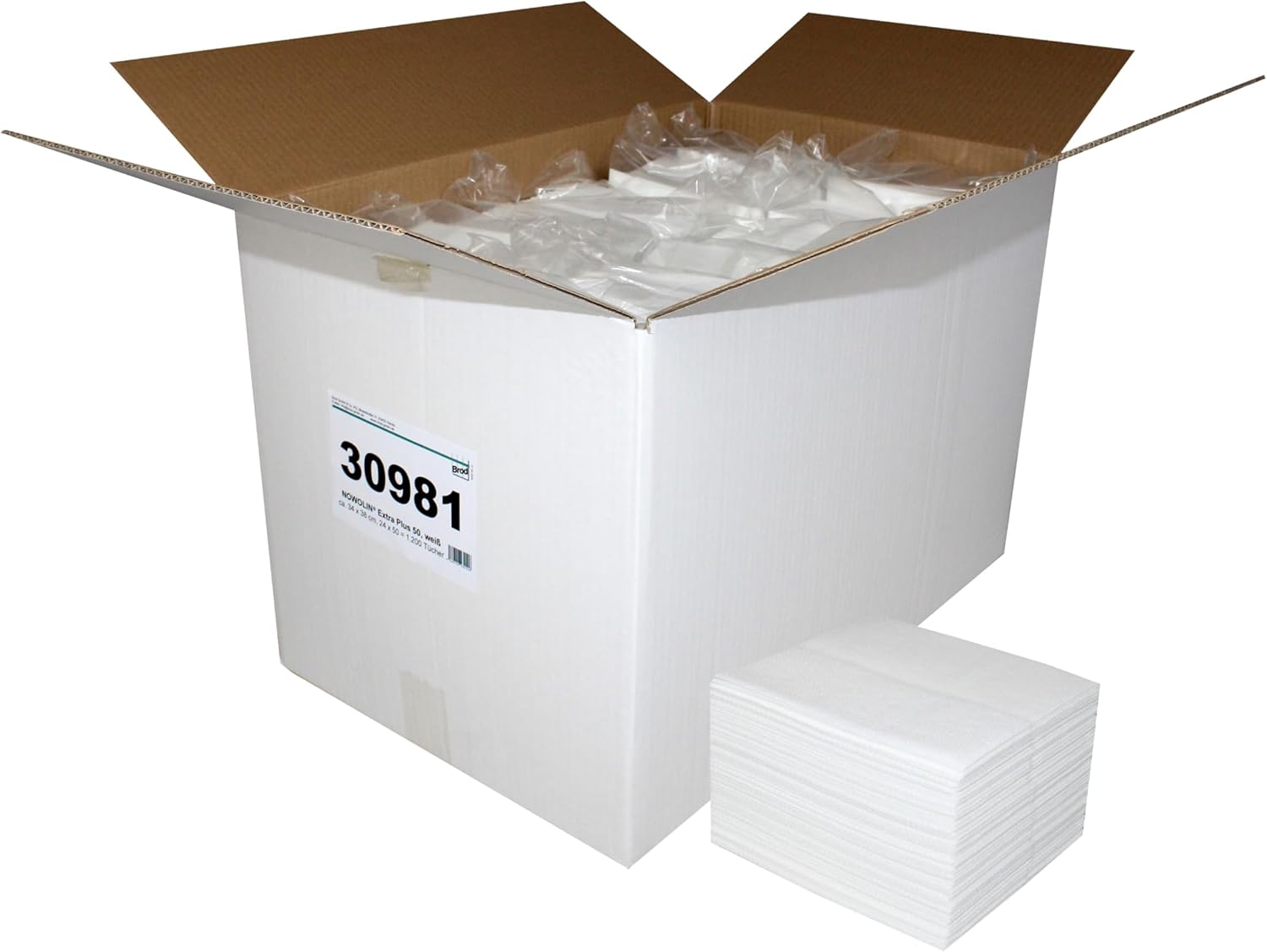 Brod NOWOLIN  Universal Cloths with Textile Character Made of Viscose Polyester 34 x 38 cm White Fine Hole Structure Durable Elastic Absorbent 1200 Towels in Box