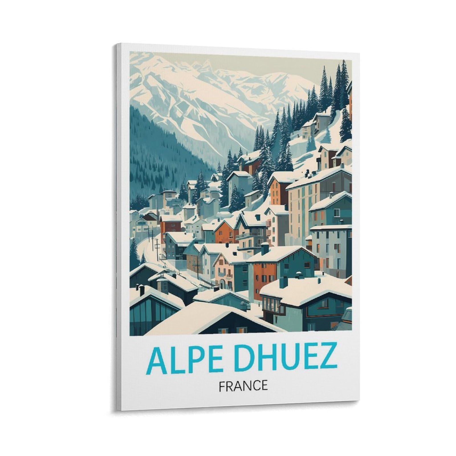 Orbana Frame-Style Alpe D'huez France Vintage Travel Posters 12X18inch(30X45cm) Canvas Print For Living Room, Bedroom, Dorm, Home, Office Wall Decoration
