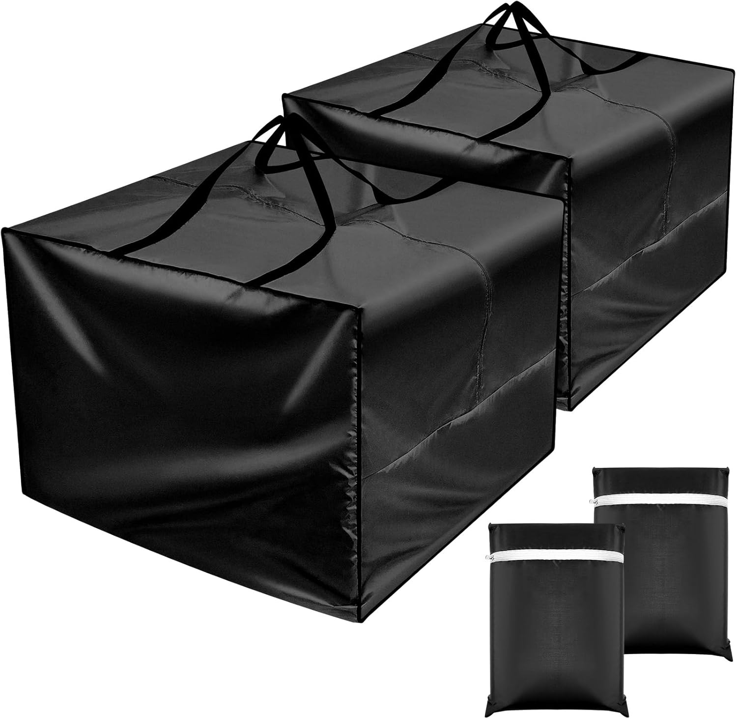 Patelai 2 Pcs Cushion Cover Bag 32 x 32 x 24'' Outdoor Patio Storage Waterproof Oxford Packing Bags for Moving with Zipper Handles for Xmas Storage Camping Picnic Furniture Pillow (Black)