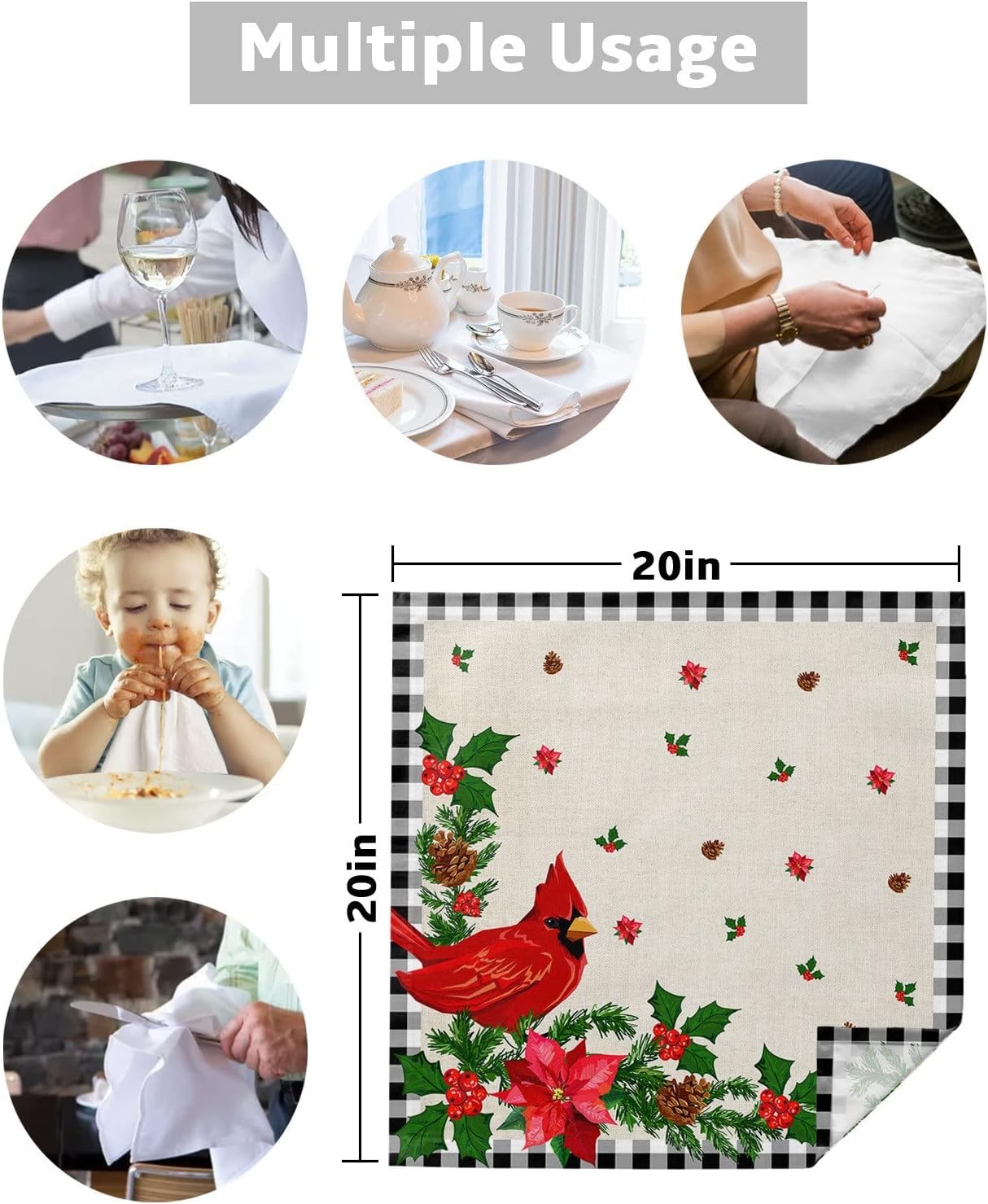 Christmas Napkins Cloth Set Wedding Party Table Cloth Soft Kitchen Dinner Napkins Christmas Napkins (Color : 6pcs, Size : 50x50cm) (8pcs 50x50cm)