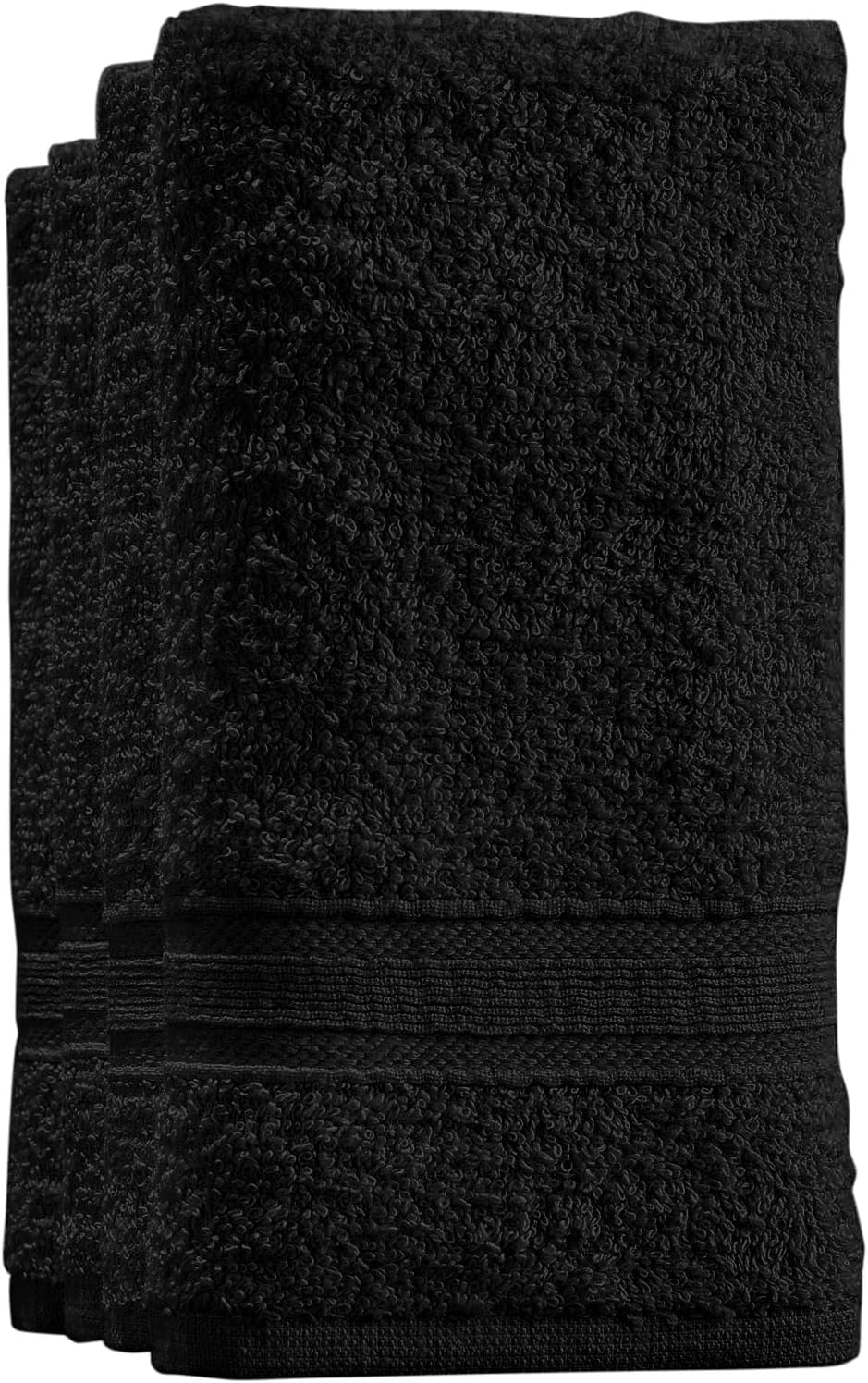 Cotton Fingertip Towels Set 4 Pack Black Highly Absorbent