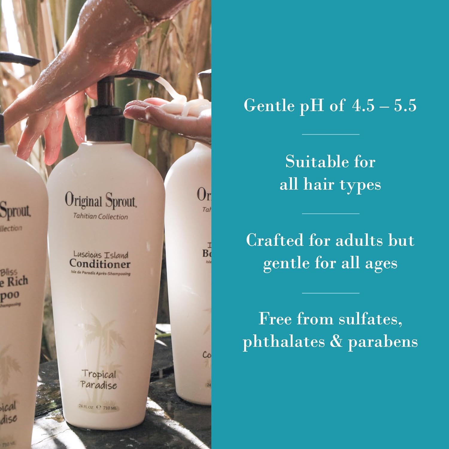 Original Sprout Luscious Island Conditioner for All Hair Types Including Color-Treated, Damaged & Dry Hair, Hydrating & Moisturizing Conditioner with Mongongo Oil, Vegan, Sulfate Free, 8 fl oz - Image 4