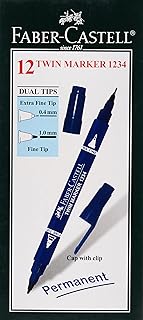 DOUBLE SIDED PERMANENT MARKER BOX OF 12PC BLUE,Twin Markers, 252951
