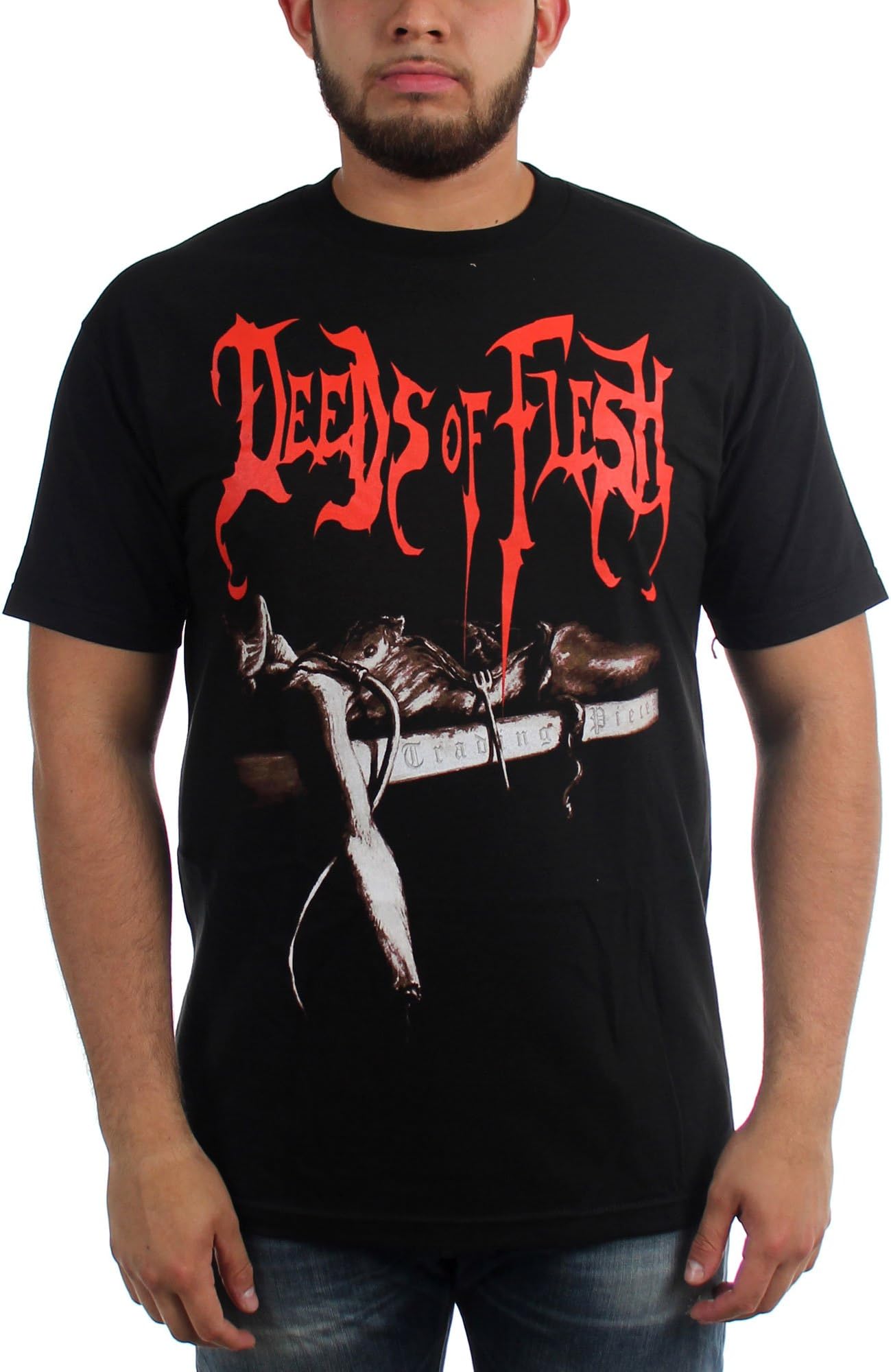 Deeds of Flesh - Mens Trading Pieces T-Shirt, Small, Black