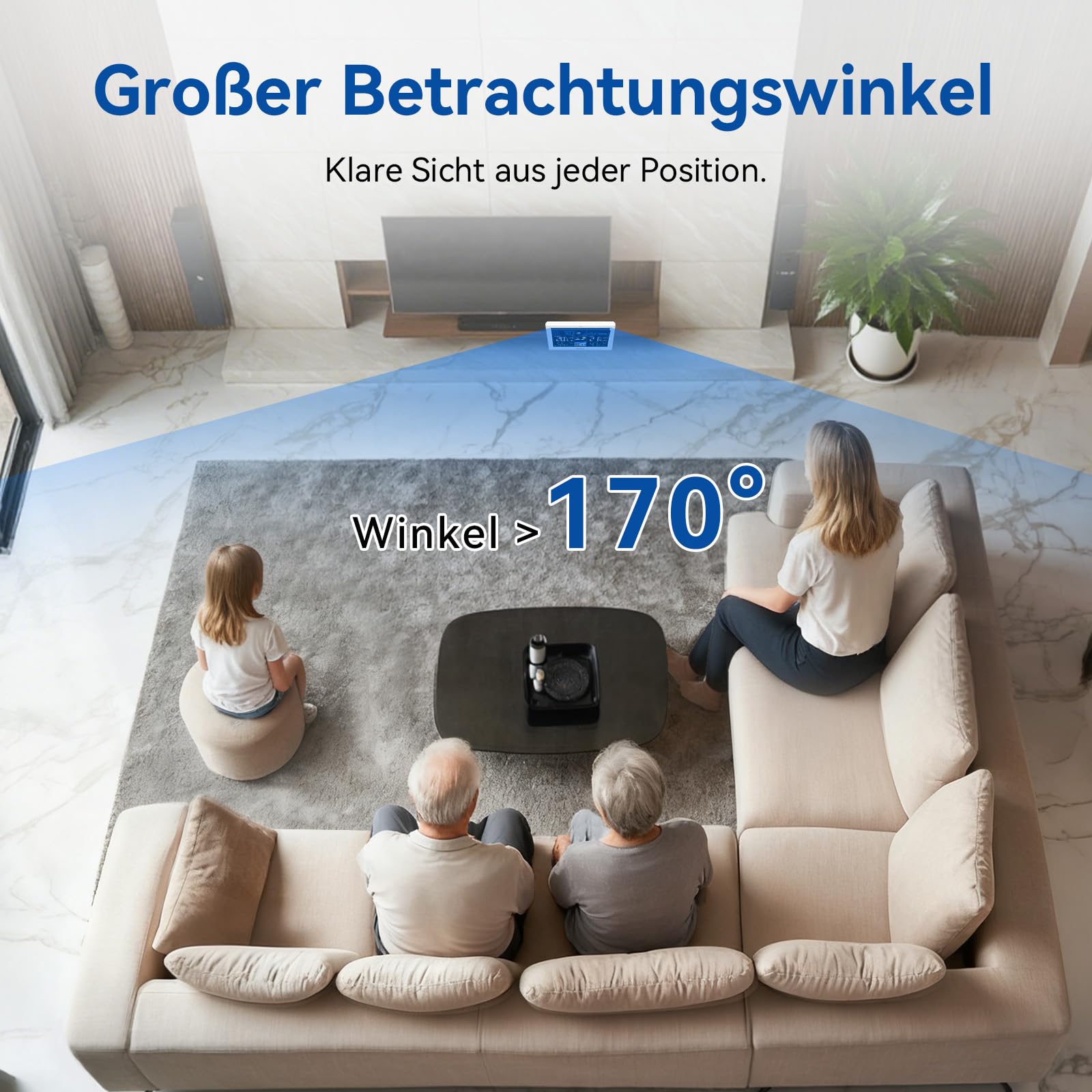 Newentor Wetterstation Funk mit Außensensor | 7,6" Farbdisplay, Funkwetterstation mit Thermometer und Hygrometer, Außensensor mit eigenem Display, Weiß, 2 Außensensoren