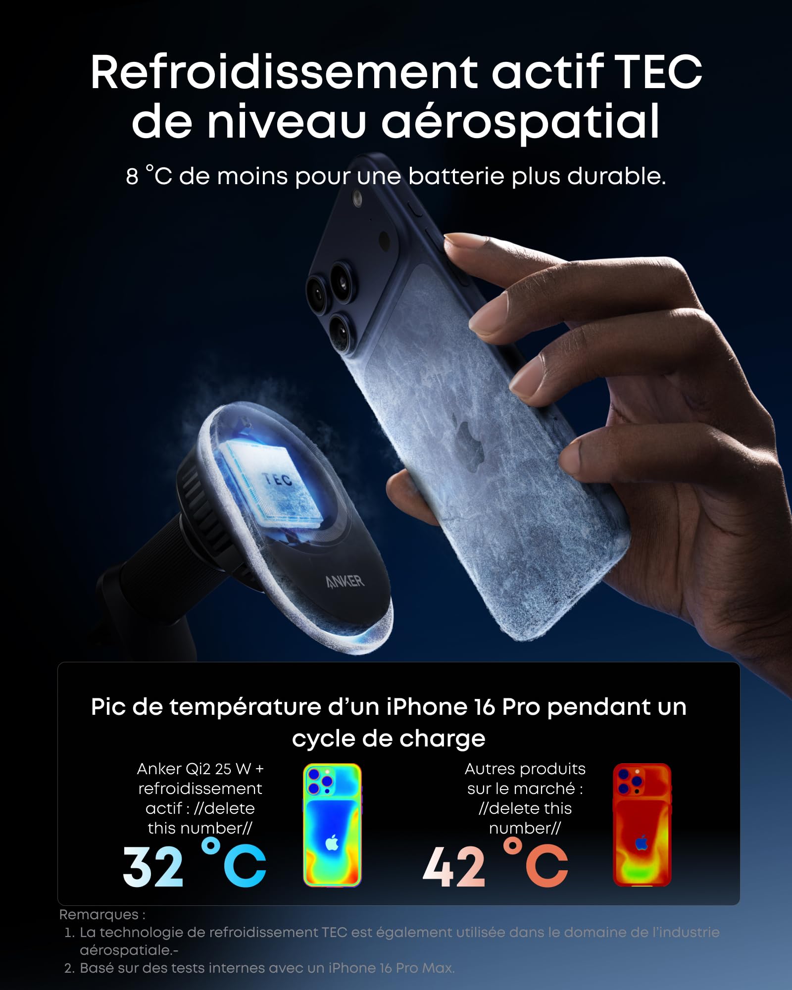 Anker Prime Chargeur allume-cigare MagSafe, Certifié Qi2 25 W avec Refroidissement TEC, Aimants Forts, Support de Ventilation, iPhone séries 12 à 17 (vérifiez la compatibilité, adaptateur 60 W inclus)