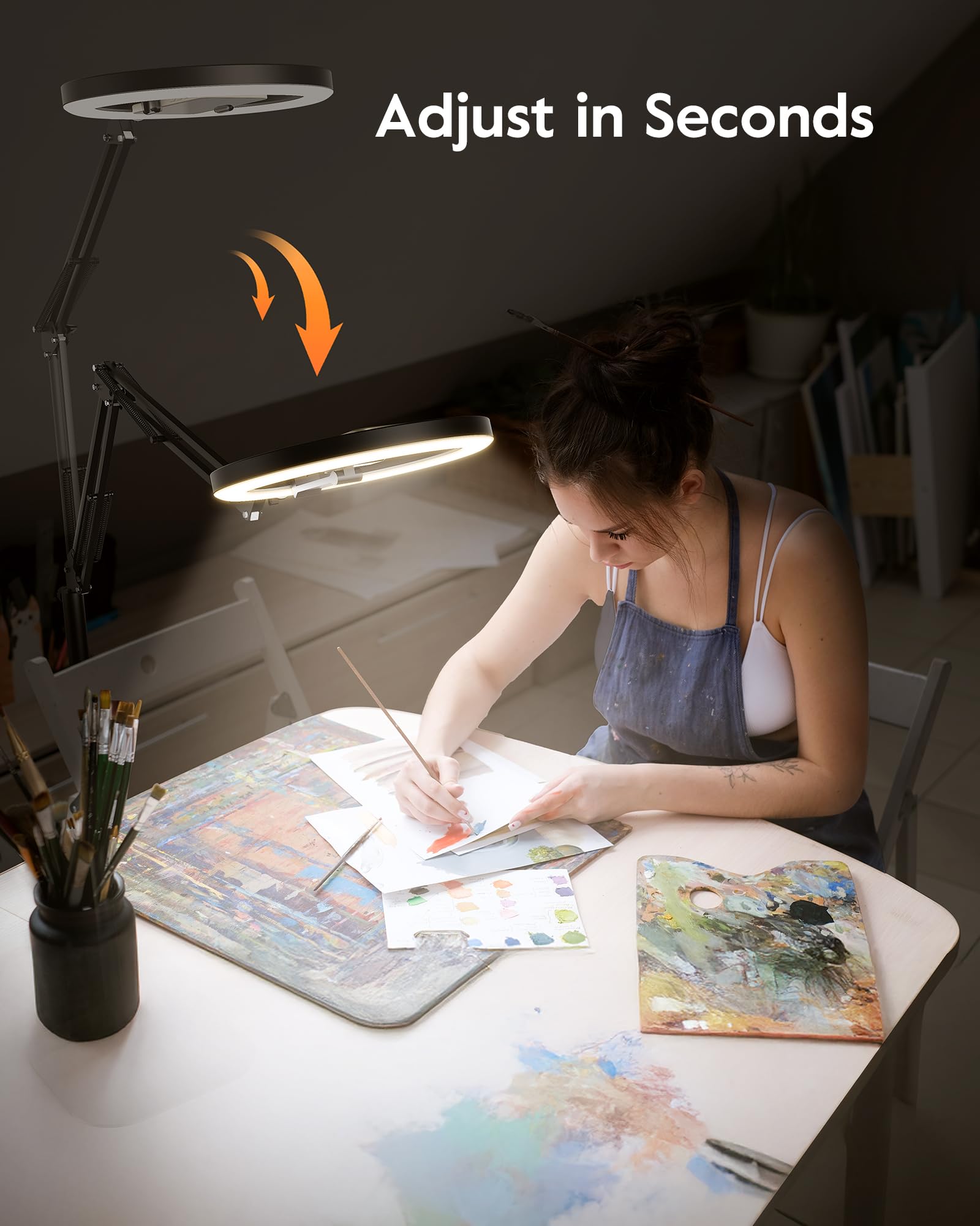 Ring Light for Desk, Overhead Phone Mount with 10" Selfie Light with Stand, Luxsure Phone Tripod with Light for Recording, Streaming, Vlogging, TikTok YouTube Creator Essentials with Bluetooth Control: Standing