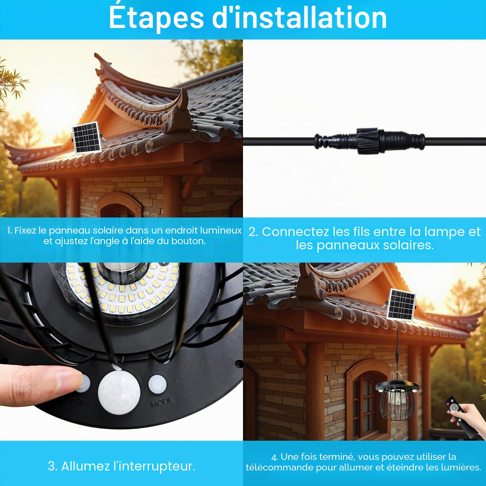 CREATESTAR Lampe Solaire Extérieur Intérieur avec Détecteur de Mouvement, Suspension Solaire, Étanche IP66