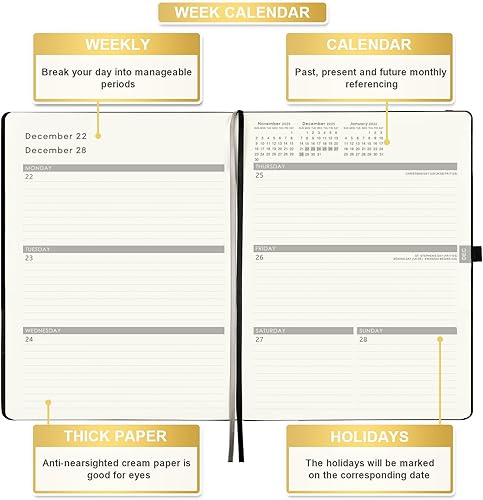 Miniatura 3 de Agenda 2025-2026  Agenda semanal mensual grande 2025-2026, 8.5 x 11 pulgadas, julio 2025 a junio 2026, cubierta de cuero con papel grueso, bolsillo