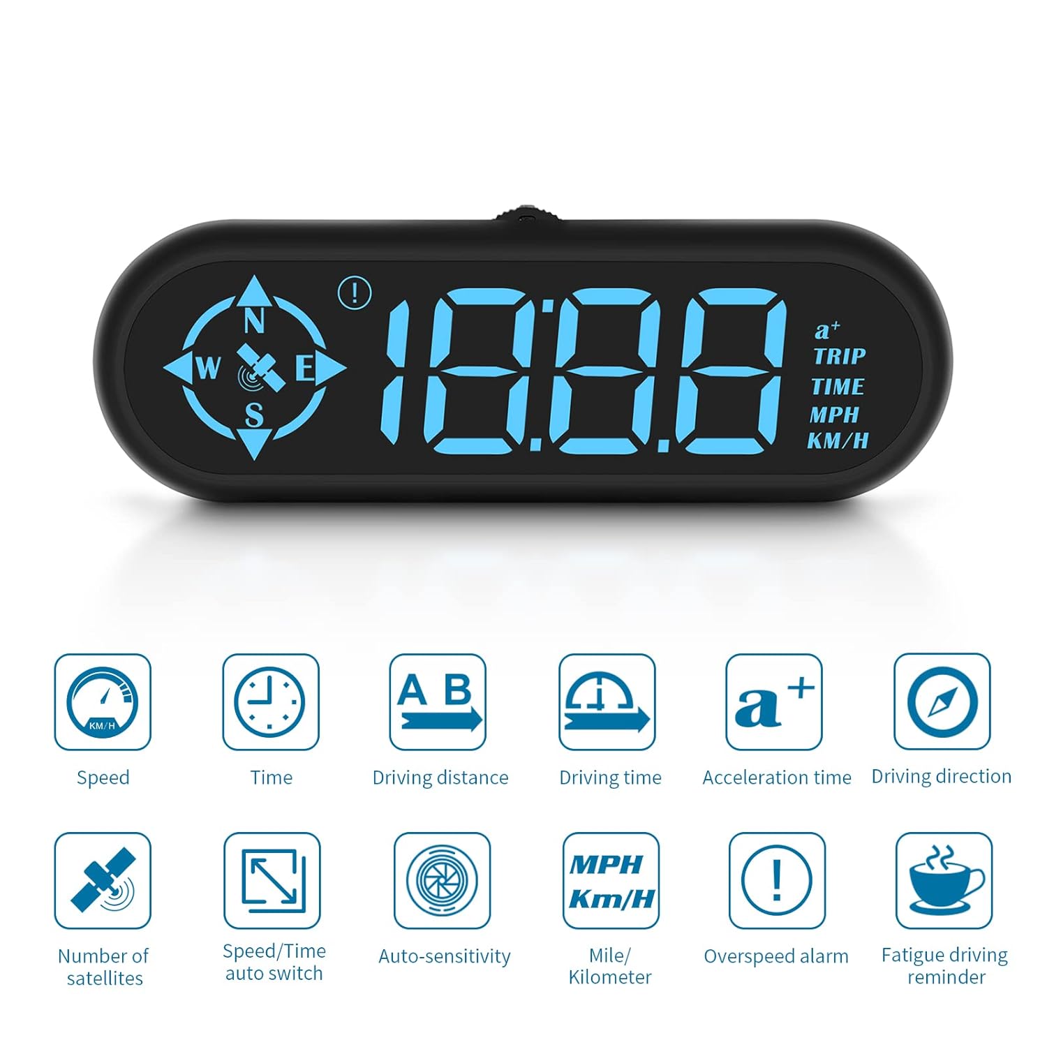 7 Light Colors USB GPS Car HUD Head Up Display KM/H MPH Speedometer Speeding Alarm Fatigue Driving Reminder Compass Car Auto Accessories
