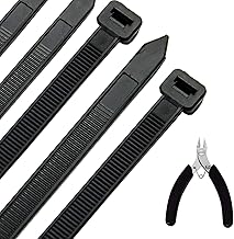 Cable Ties, Black, 300 mm x 7.5 mm, Pack of 100, UV Resistant, Tensile Strength up to 60 kg, Heat Resistant and Durable, Nylon Cable Ties for Industrial, Horticulture and Household