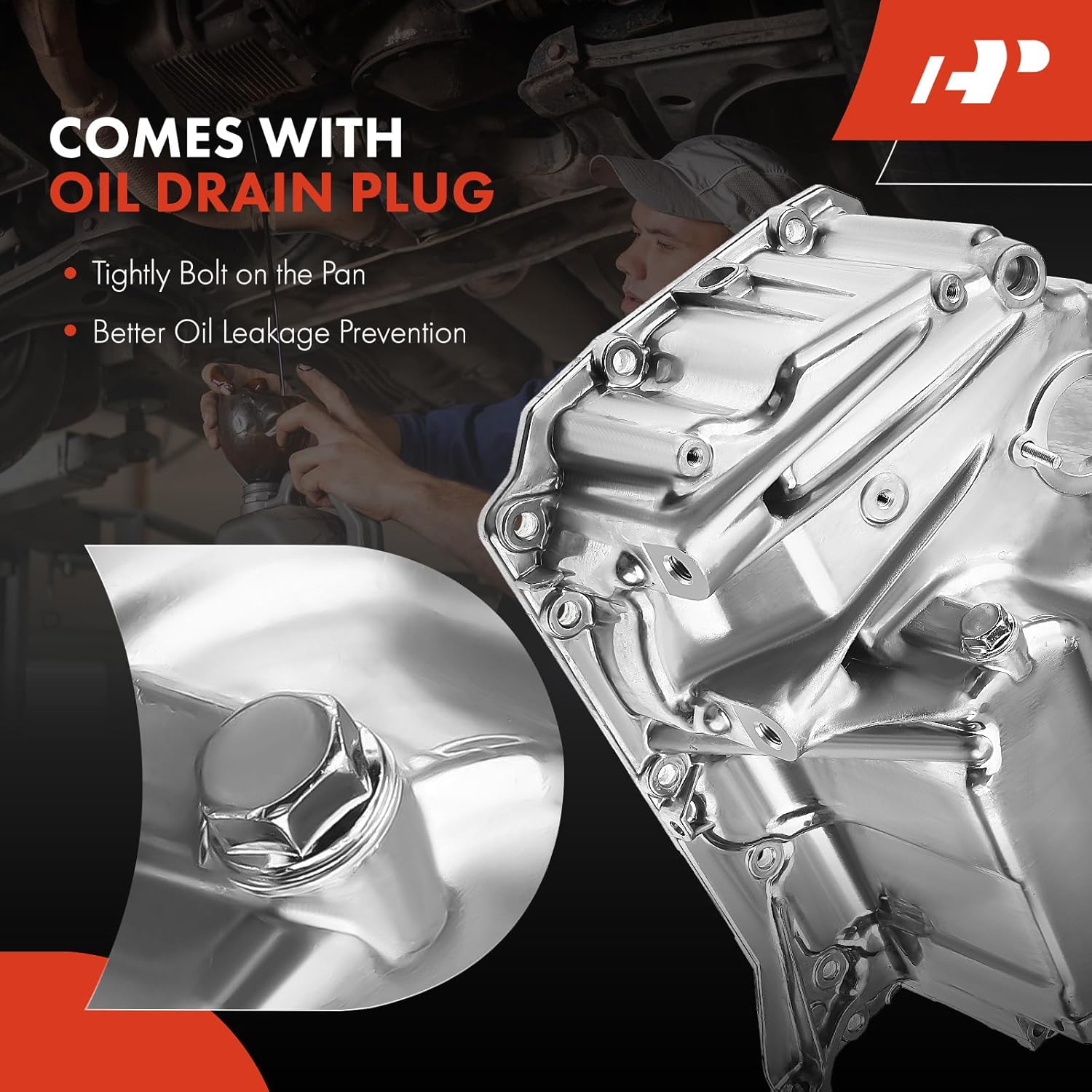 A-Premium Engine Oil Pan Sump with Drain Plug Compatible with Mini Cooper 2014-2017, Cooper Clubman 2016-2018, Cooper Countryman 2017, 1.5L Petrol