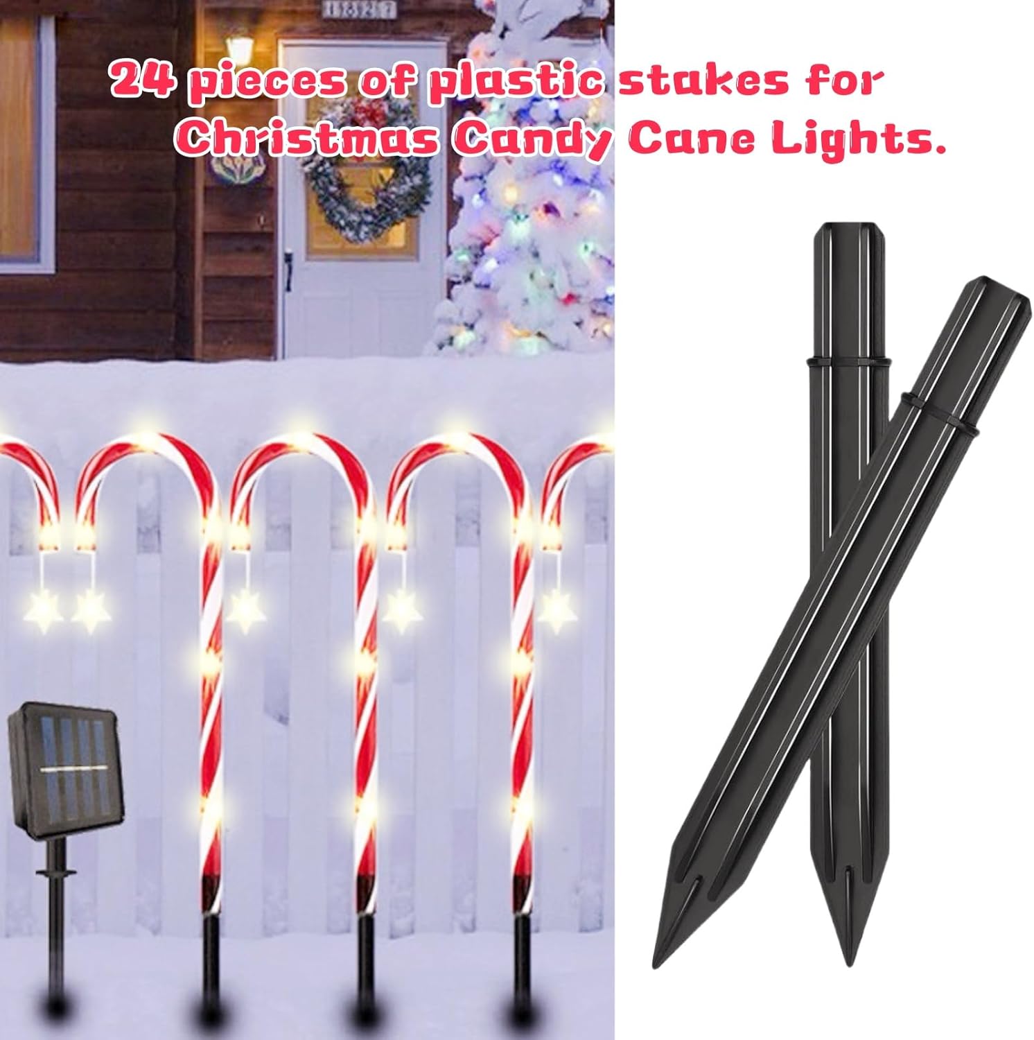 24PCS Replacement Stakes for Christmas Candy Cane Lights, 0.68-6.05 Inches Plastic Pathway Markers Lights Spike Replacer Replacement for Candy Cane Pathway Lights - Image 4