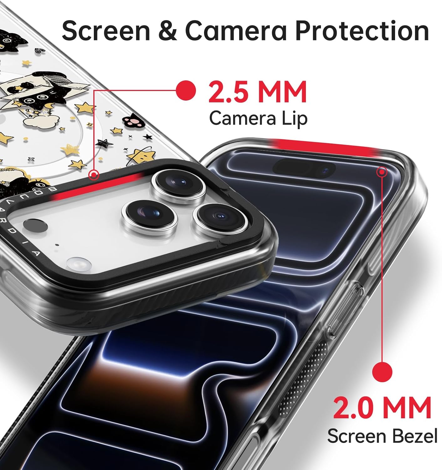 Bouvardia for iPhone 17 Pro Max Case, Compatible with Magsafe, Cute Design for Women & Girls, Protective & Aesthetic, Cats & Stars