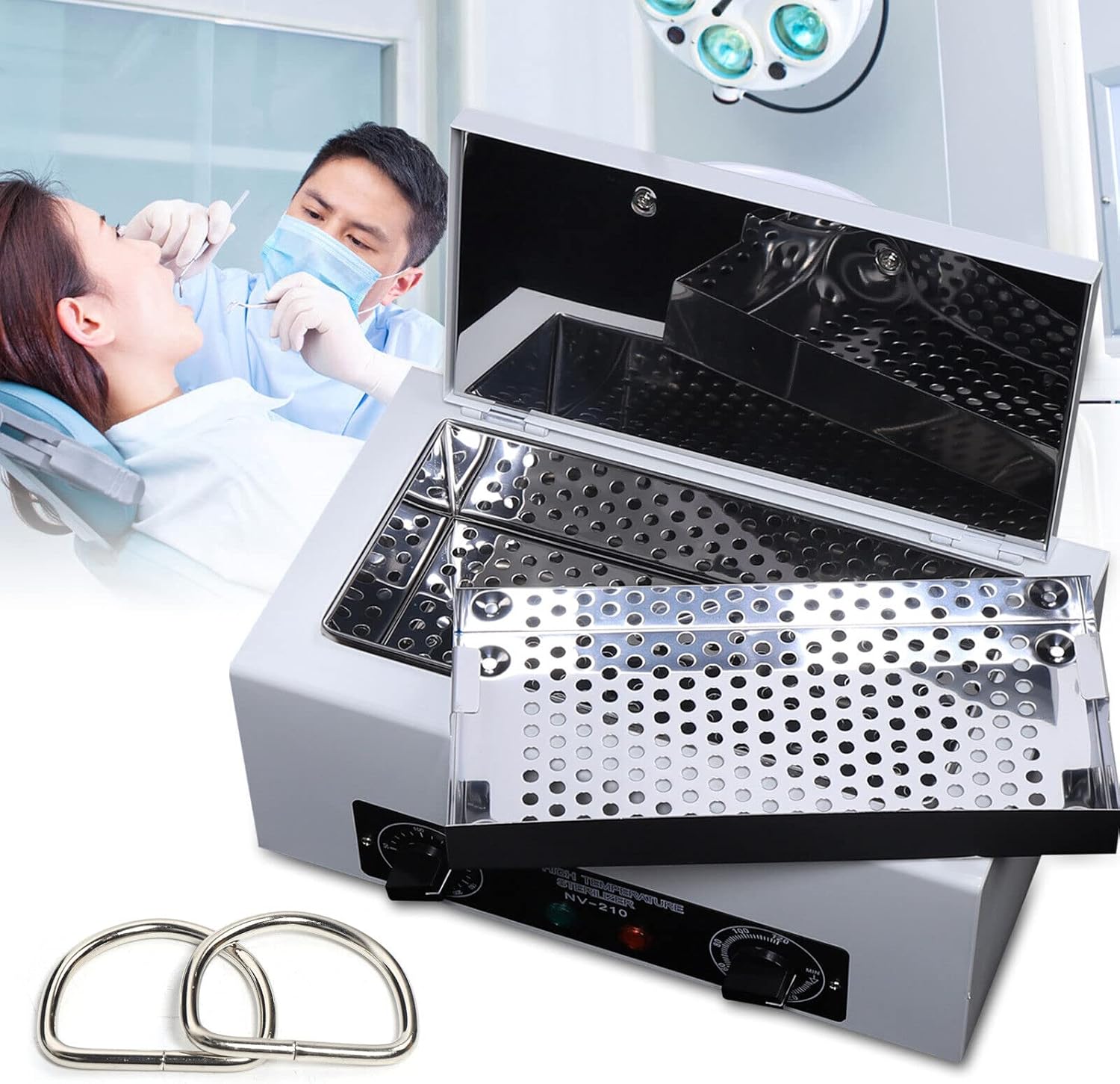 Dry Heat Sterilizer Cabinet 1.5L High Temperature Sterilizer Box with 120 Minutes Adjustable Timer 110V 300W Salon Hairdressing Tool Equipment for Nail Tool Spa Pedicure Tools