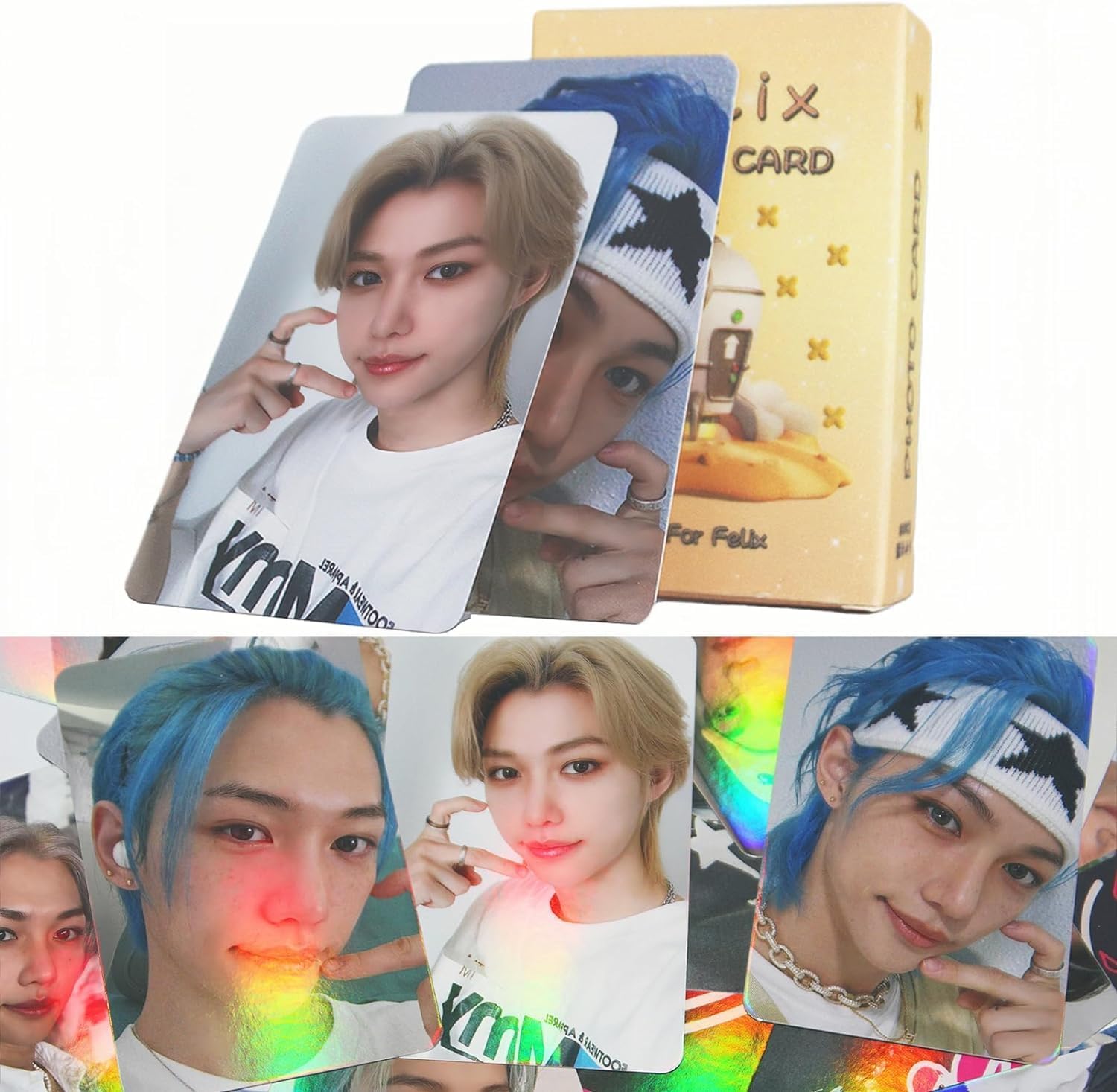 Stray Kids Felix Photocard Laser New Album Carta Mini Photo Card Mini Poster Fan Caedeu (Felix-1)