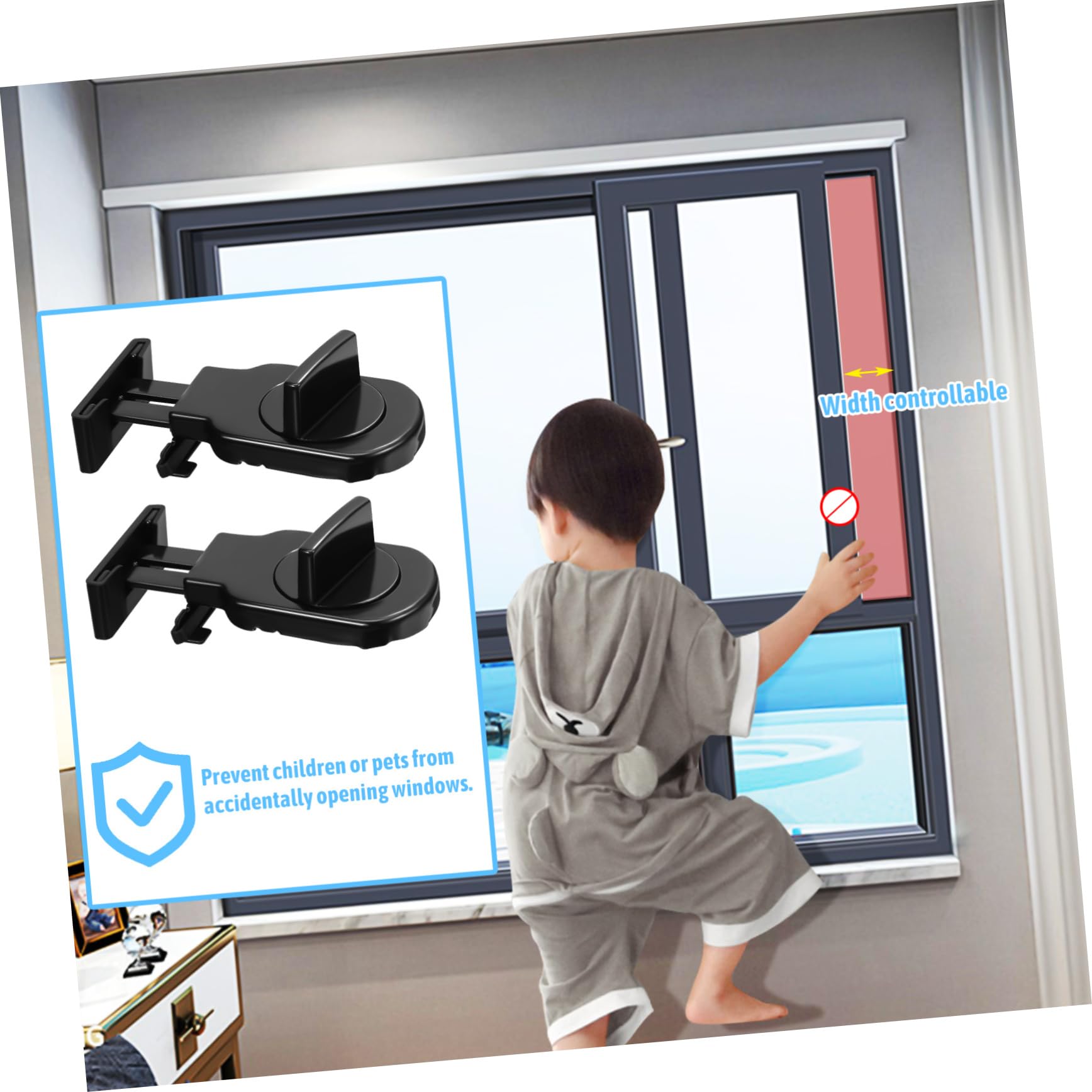 Gadpiparty 10pièces Verrous De Fenêtre Coulissants Réglables Lot De Sécurité Renforcée Pour Fenêtres Installation Facile Accessoires De Quincaillerie