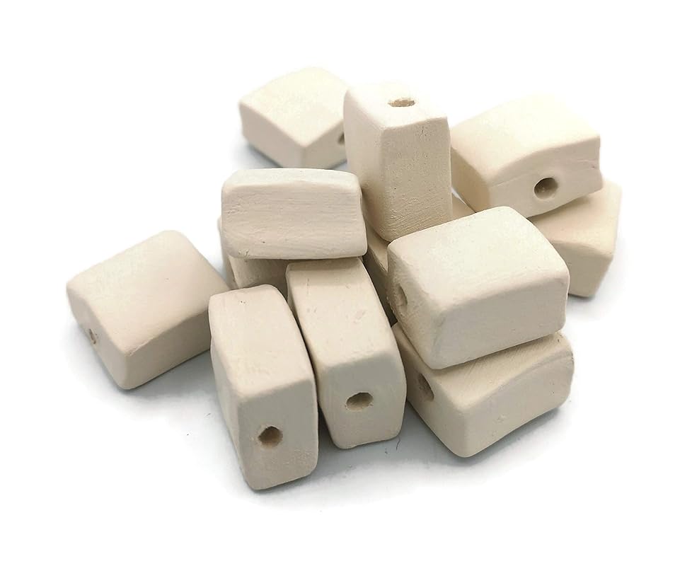 Ceramic 20mm Bisque Bead Set of 12, DIY Ready to Paint or Glaze, Blank Tiles for