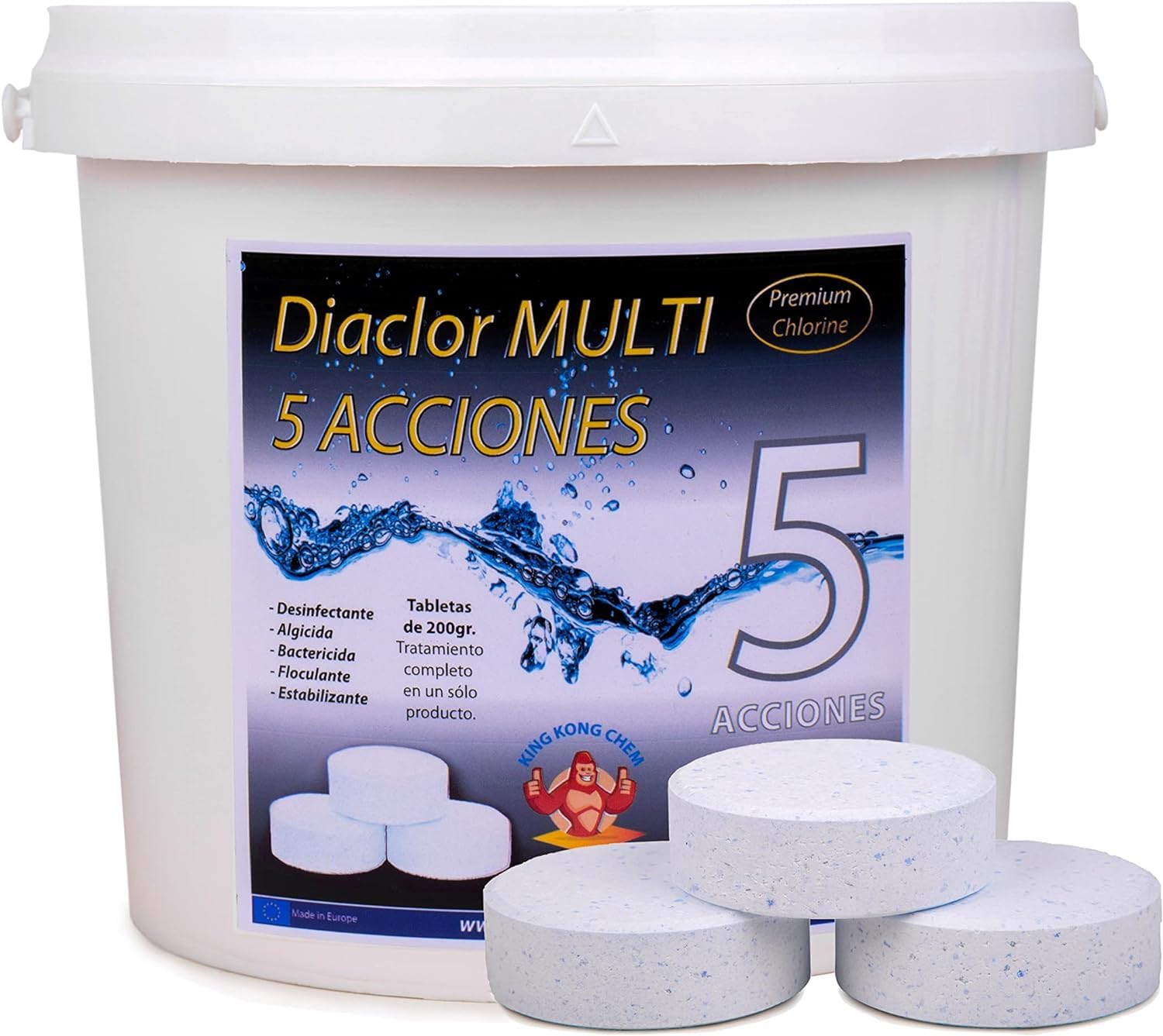 Kit de Inicio DIACLOR Multi 5 ACCIONES 200 gr 5 kg con dosificador Grande y termometro - (Kit de Inicio Grande)