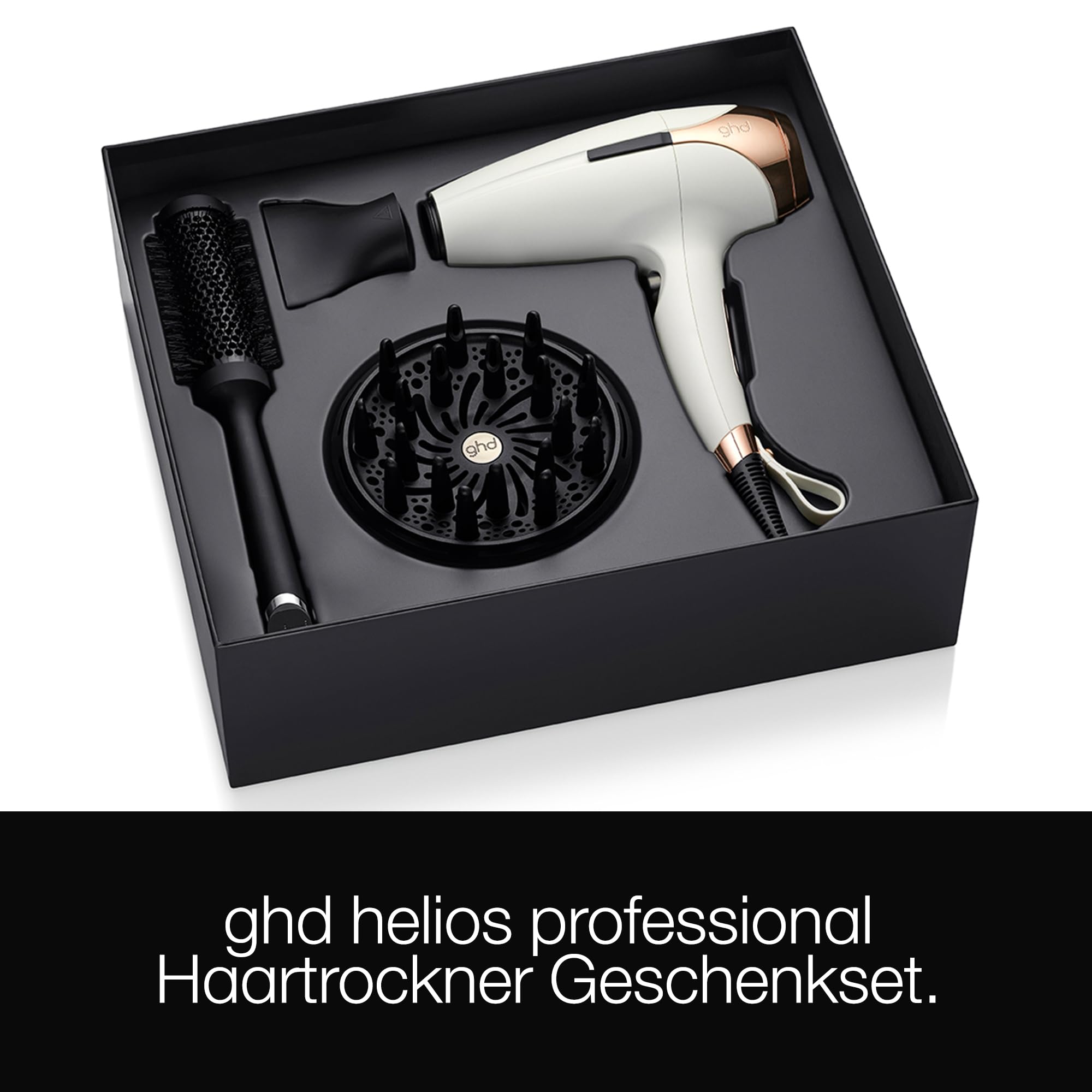 ghd helios Geschenkset mit einem Diffusor und der Ceramic Radial Brush Gr. 2