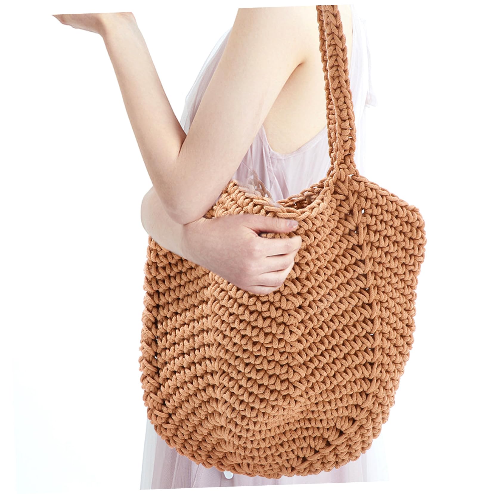 BESPORTBLE Borsa Tote Donna in Corda di Cotone Borsa da Spiaggia Grande Capacità Design Intrecciato Spalla