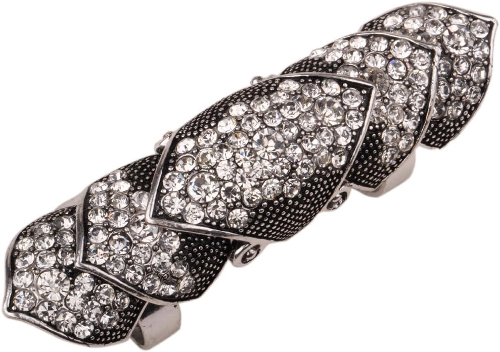 YACQ Women's Full Finger Jointed Long Adjustable Ring - Fit Finger Size 7 to 9 - Knuckle Armor Ring - 2-4/5 Inch Long - Halloween Party Costume Accessories Jewelry Gifts