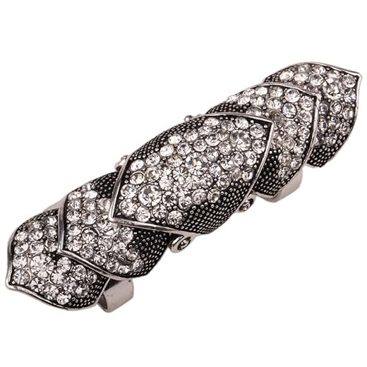 YACQ Women's Full Finger Jointed Long Adjustable Ring - Fit Finger Size 7 to 9 - Knuckle Armor Ring - 2-4/5 Inch Long - Halloween Party Costume Accessories Jewelry Gifts