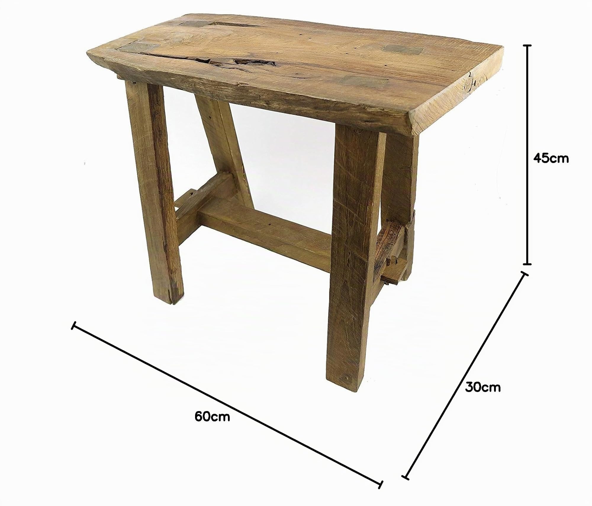 Clever-Deko Hocker kleine Bank aus Teak Wurzelholz Teakhocker Teakbank Holzhocker Holzbank Blumenbank Blumenhocker rustkal antik TEAKHOLZ