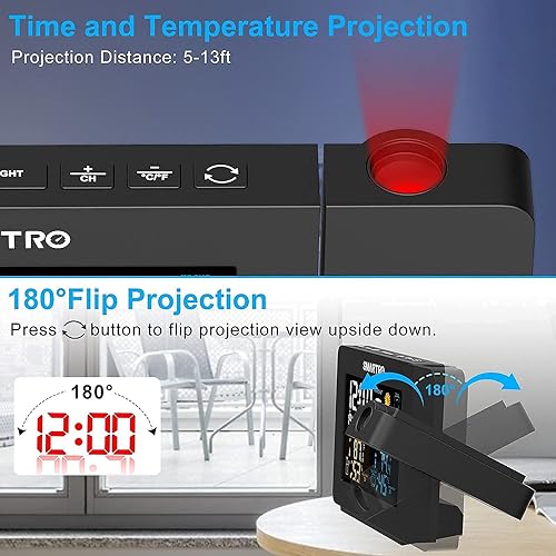 Miniatura 3 de SMARTRO Reloj despertador de proyección SC91 para dormitorios con estación meteorológica y SC42 Higrómetro digital profesional Termómetro interior