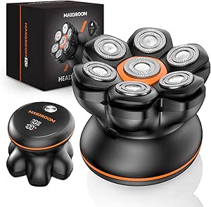 Glatzen Rasierer Herren,MAXGROOM 7D Glatzenrasierer, Wasserdichter Kopfrasierer Glatze,Magnetische Kopf Rasierer Herren,Wiederaufladbar Typ-c Head Shaver Men,Leicht zu Reinigen