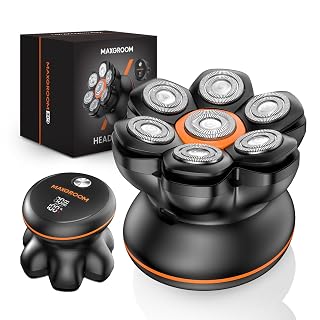 Glatzen Rasierer Herren,MAXGROOM 7D Glatzenrasierer, Wasserdichter Kopfrasierer Glatze,Magnetische Kopf Rasierer Herren,Wiederaufladbar Typ-c Head Shaver Men,Leicht zu Reinigen - Amazon product rated Grade A