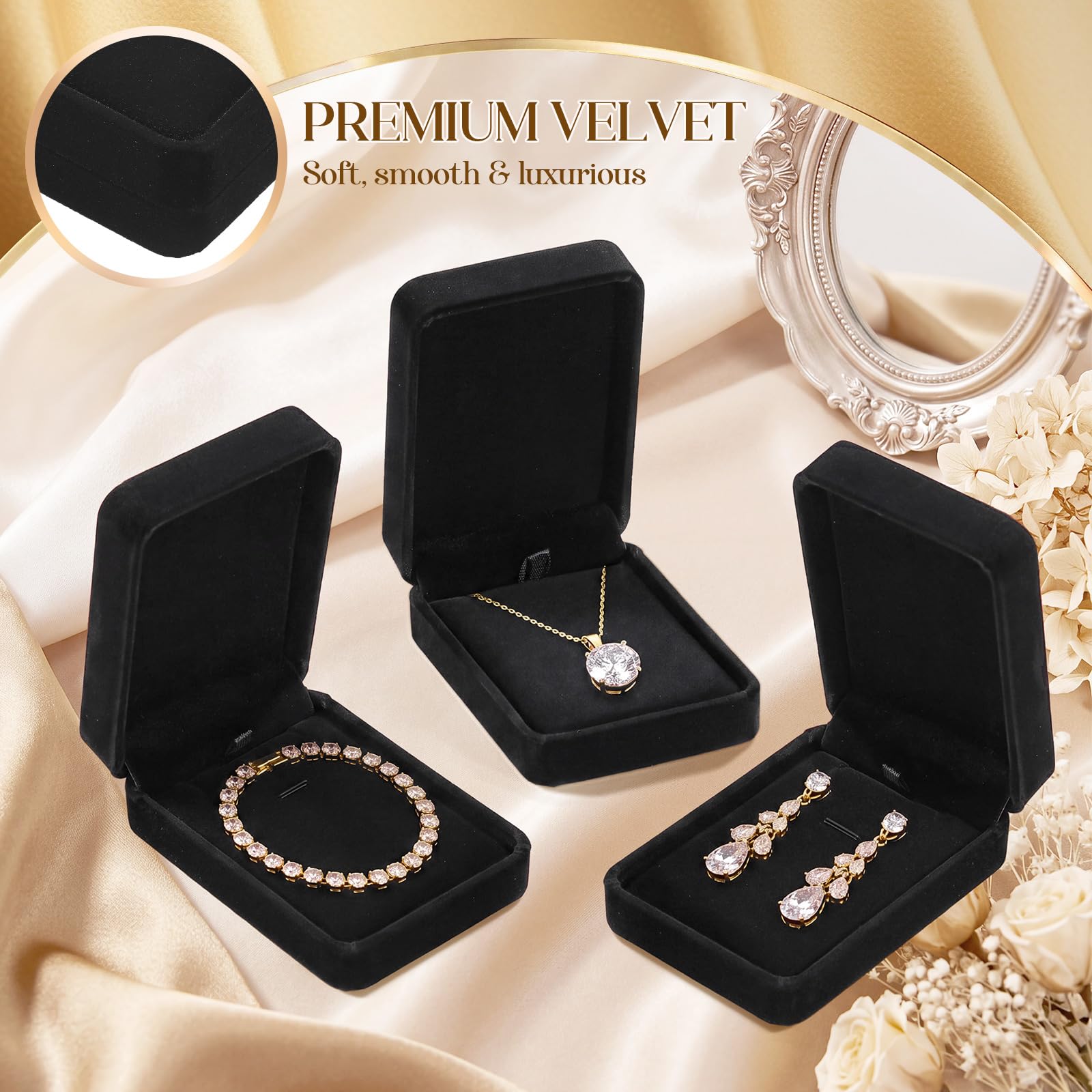 24 Stück Samt Schmuck-Geschenkboxen Halskette Ohrringe Business (Königsblau)
