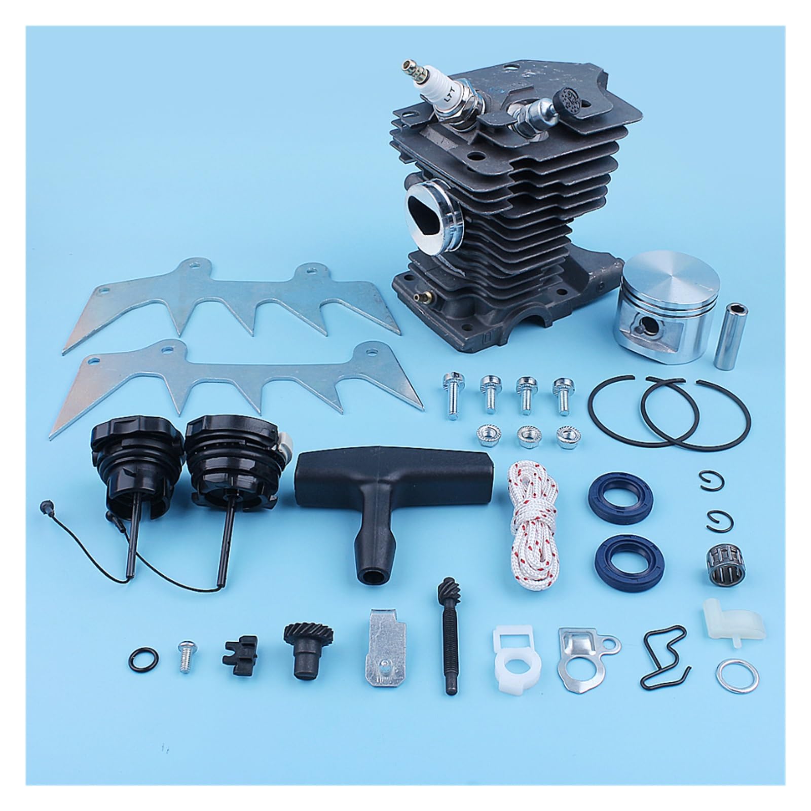 Pistón de cilindro 46mm, Kit ajustador picos for perros for Stihl MS280 MS270 MS 270 280, trinquete arranque con tapa Gas for motosierra