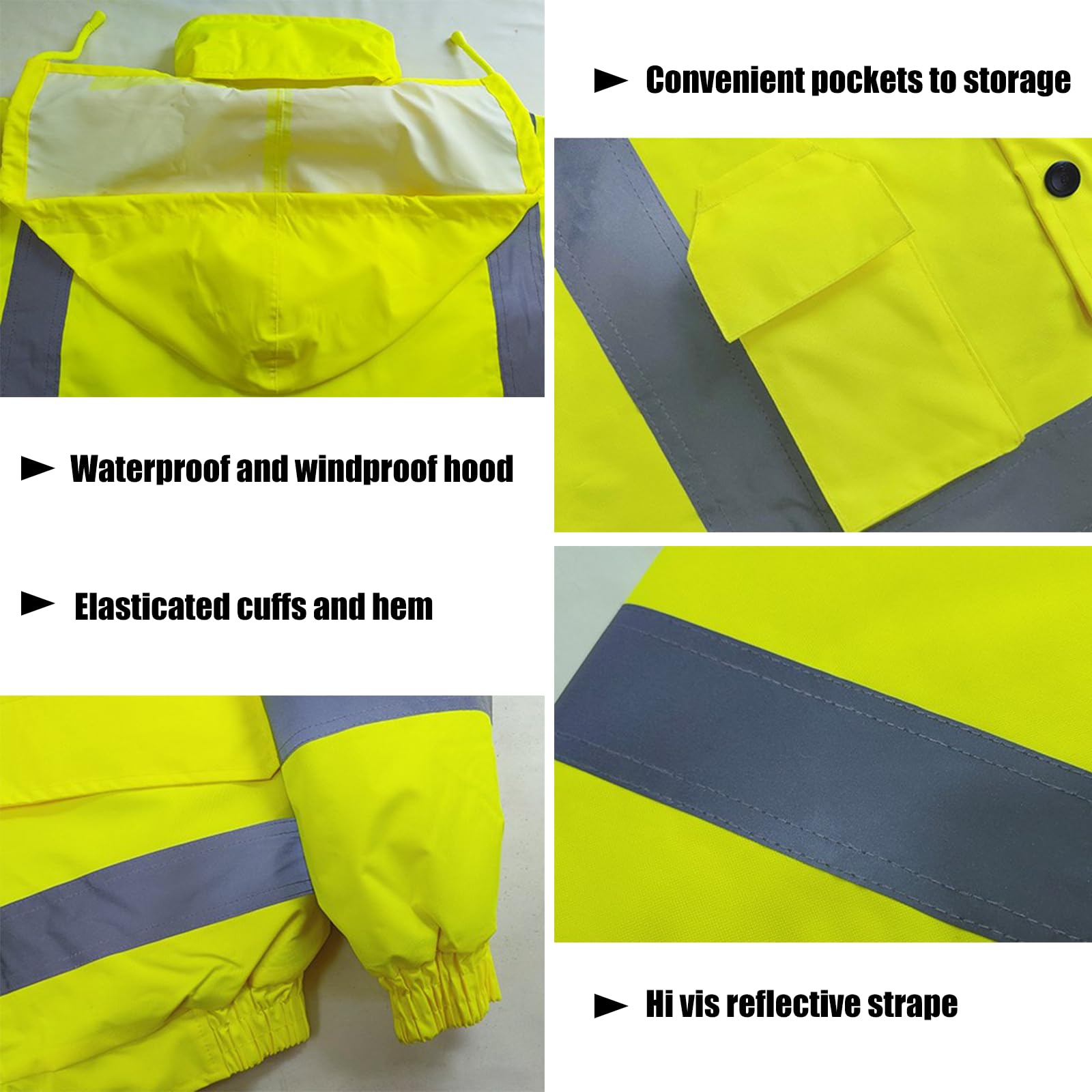 Personalisierbare Warnschutz-Bomberjacke, individuelles Logo, Sicherheitsmantel, wasserdicht, Arbeitskleidung für Herren, mit Kapuze