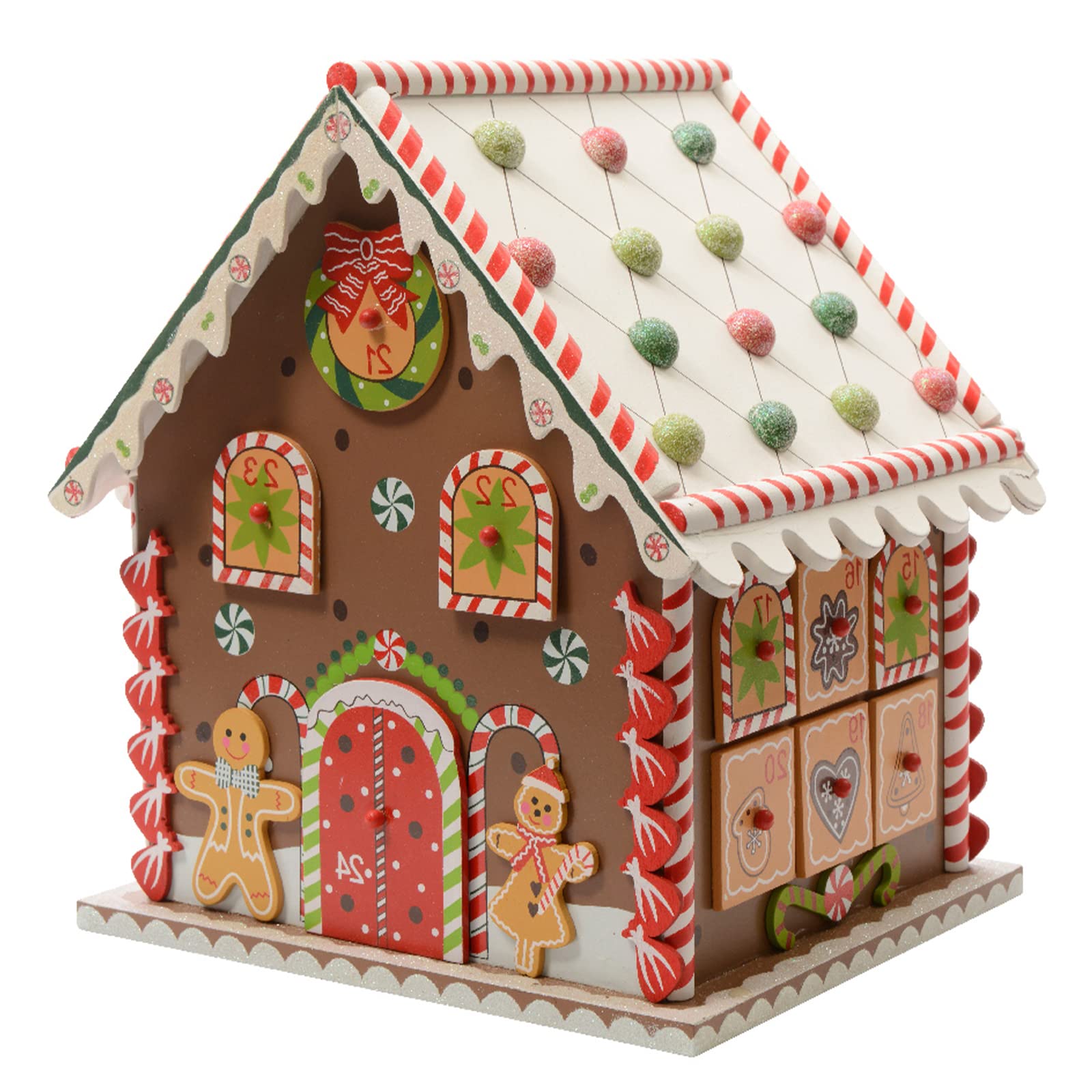 Magie di Natale Calendario dell'avvento a forma di casa di zucchero in legno MDF da 27 cm