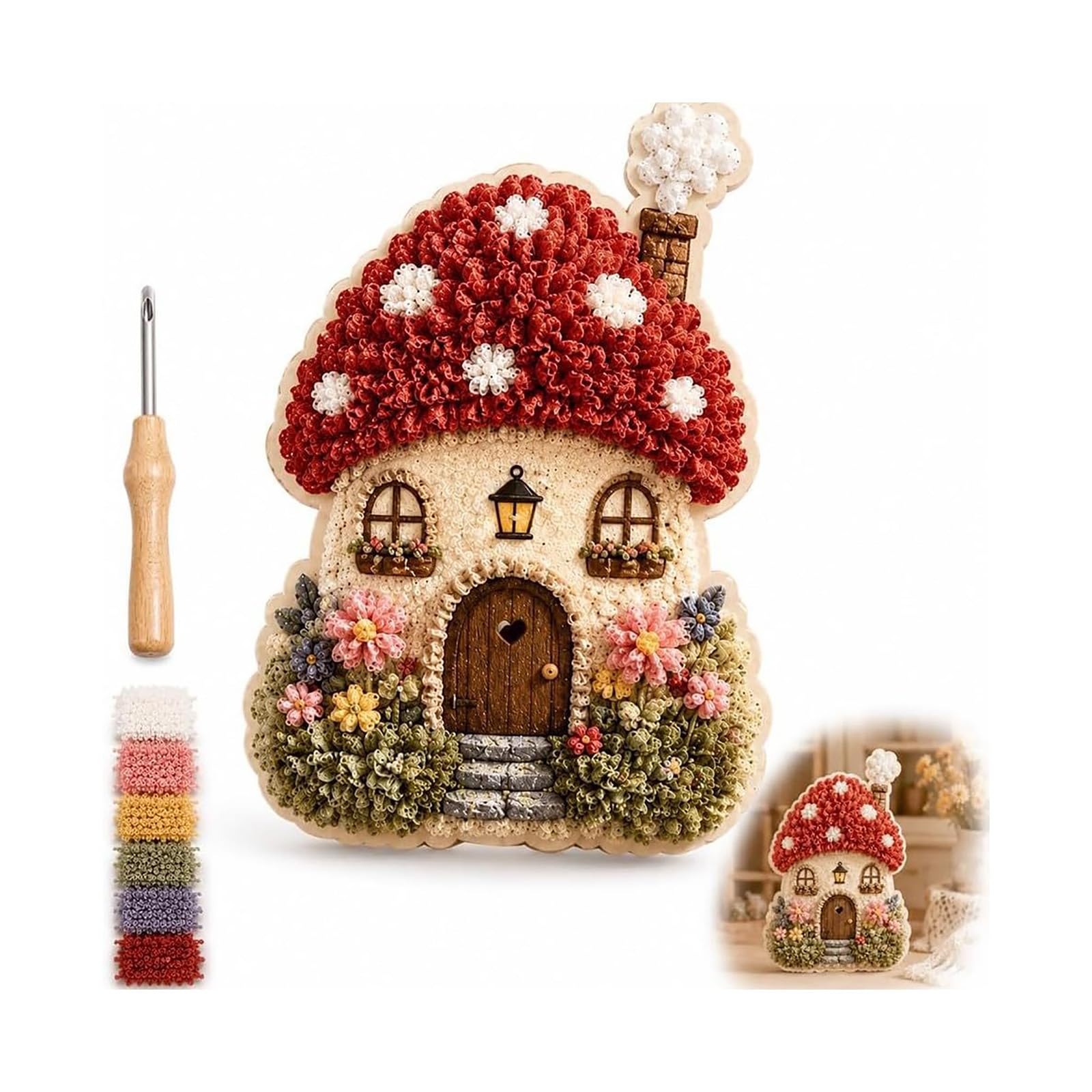 GUUZETU Whimsical Village 3D Fabric Poke Art Kit (#C)