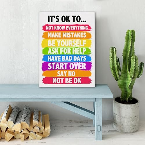Miniatura 5 de Lienzo decorativo para pared, diseño de afirmaciones positivas, cuadro enmarcado con texto en inglés "It's Ok Therapy", letrero en lienzo para