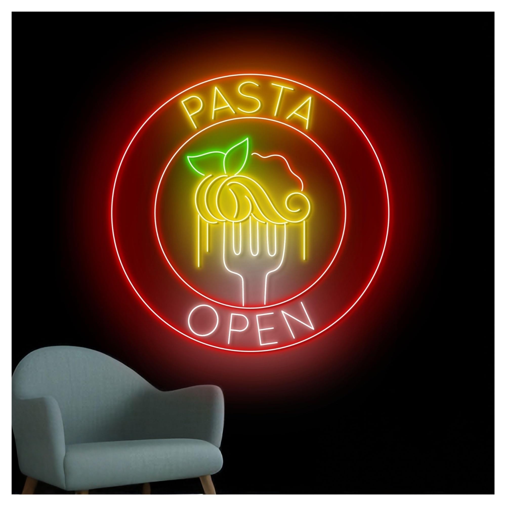 Insegna al Neon Insegna Al Neon Pasta Opencon Scritta Cucina Italiana, Spaghetti, Cibo, Arte Murale A LED, Decorazione Per Ristorante, Vetrina 63cm
