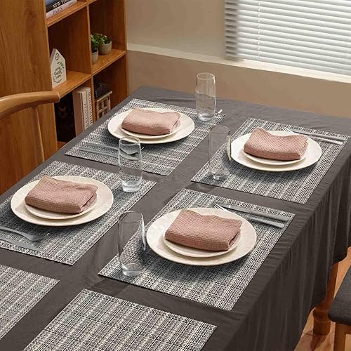 Miniatura 182 de AHHFSMEI Juego de 6 manteles individuales para mesa de comedor, manteles individuales de vinilo tejido de plástico, antideslizantes, aislamiento