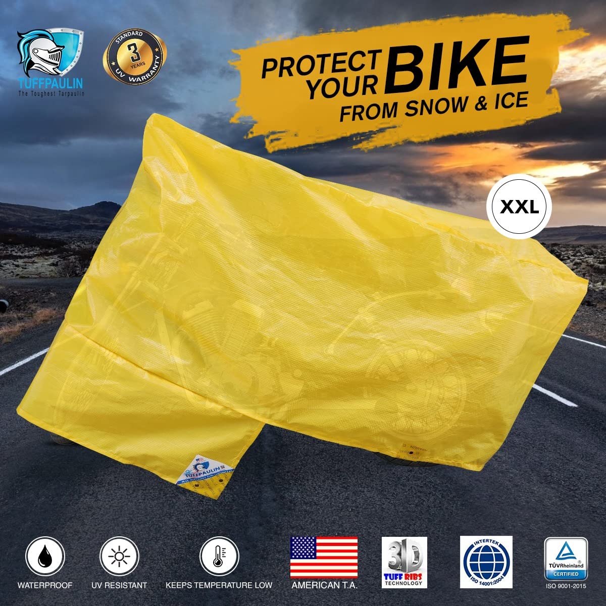 TUFFPAULIN XXL Yellow Bike Cover Waterproof UV Resistant — Amazon image 3